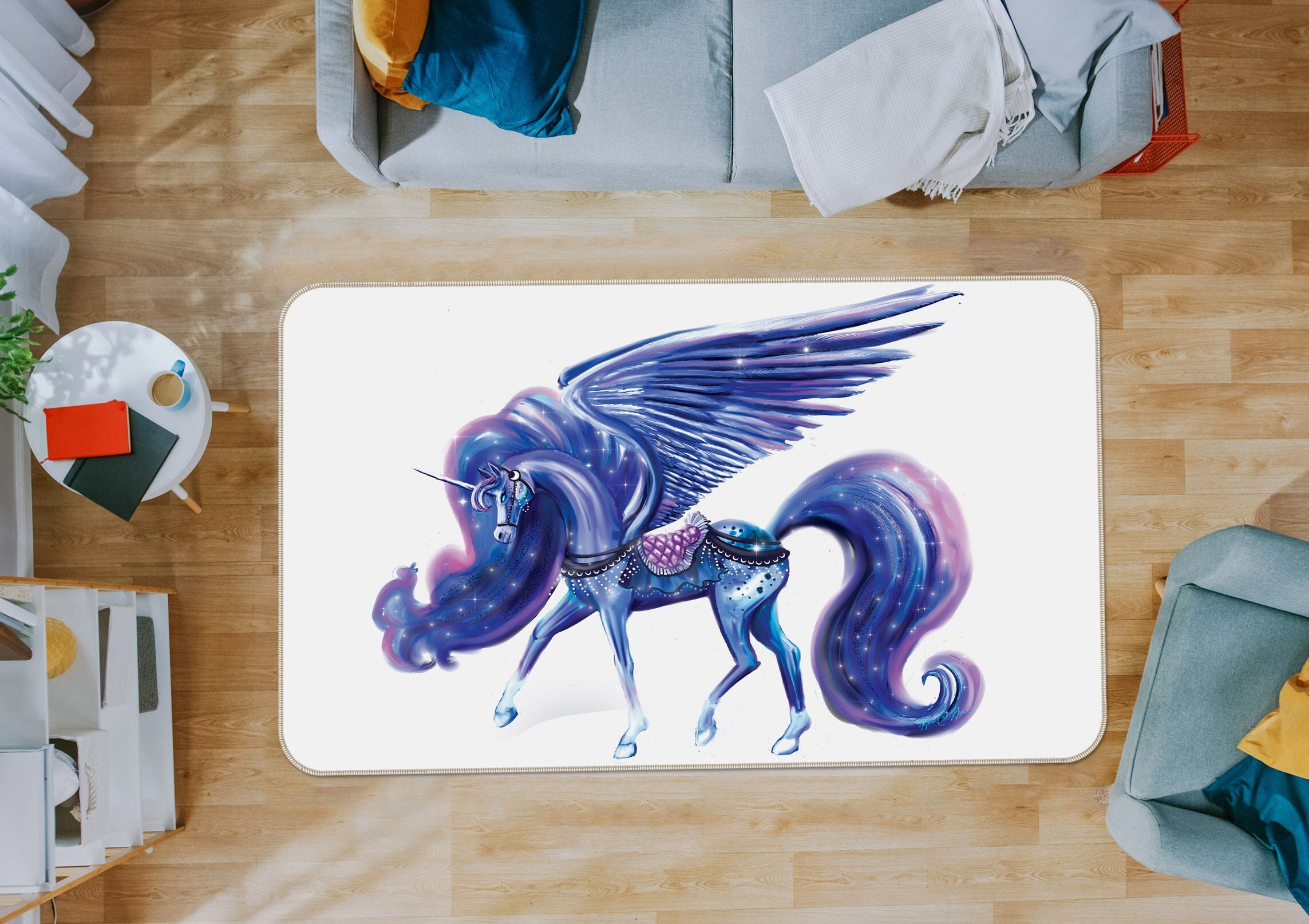 3D Painted Unicorn 3017 Rose Catherine Khan Rug Non Slip Rug Mat Mat AJ Creativity Home 