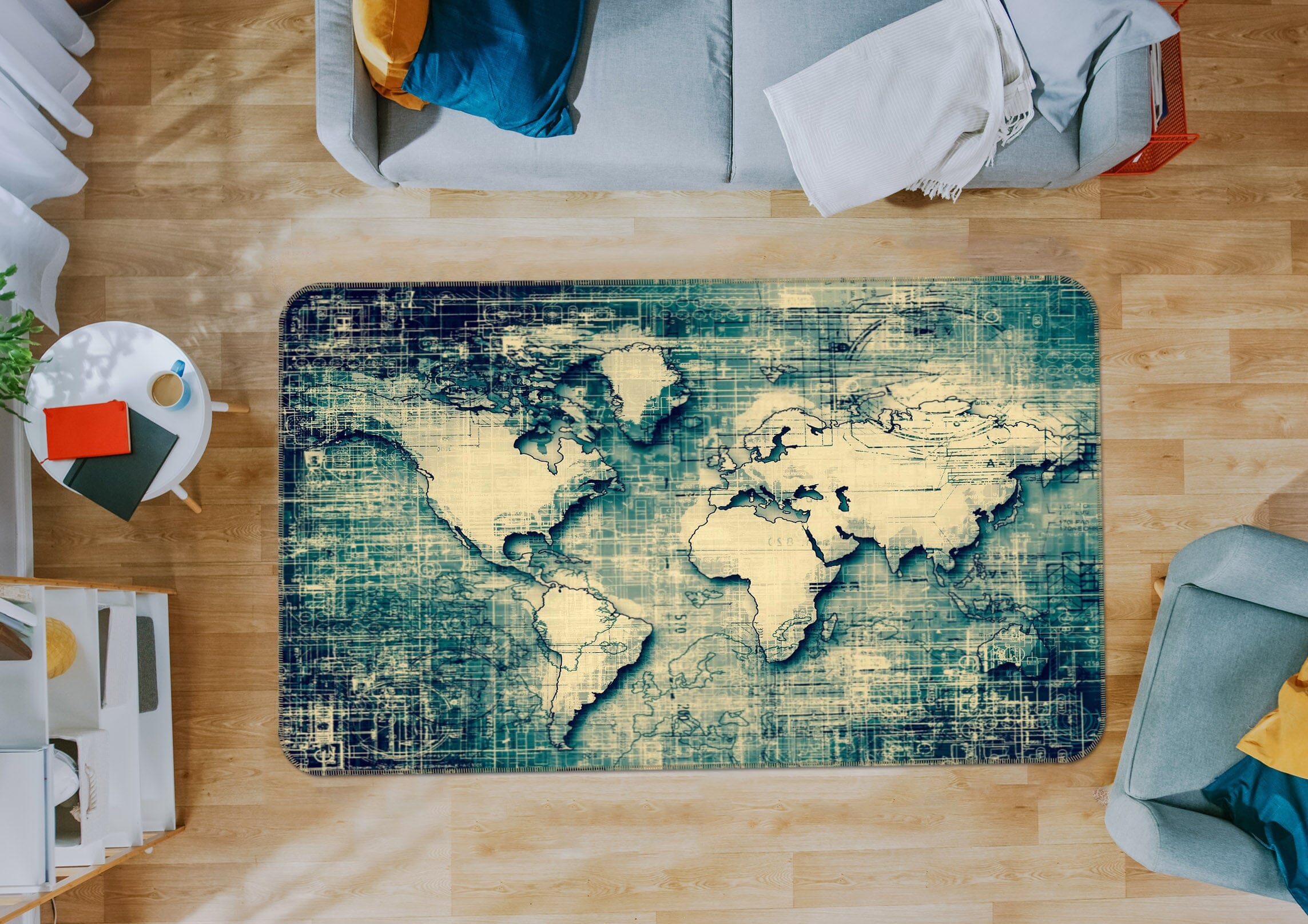 3D Sketch Pattern 297 World Map Non Slip Rug Mat Mat AJ Creativity Home 