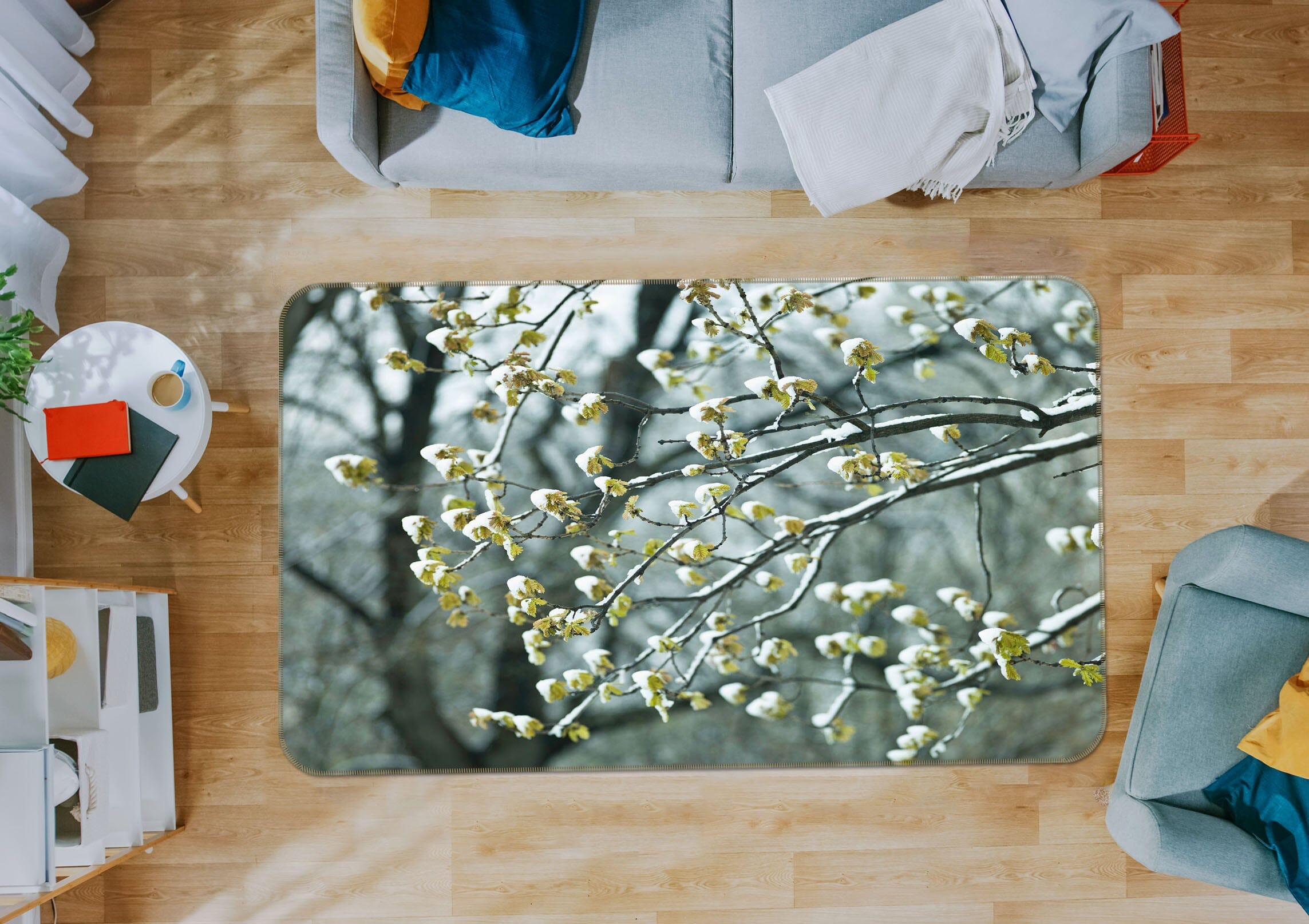 3D With Buds 3004 Assaf Frank Rug Non Slip Rug Mat Mat AJ Creativity Home 