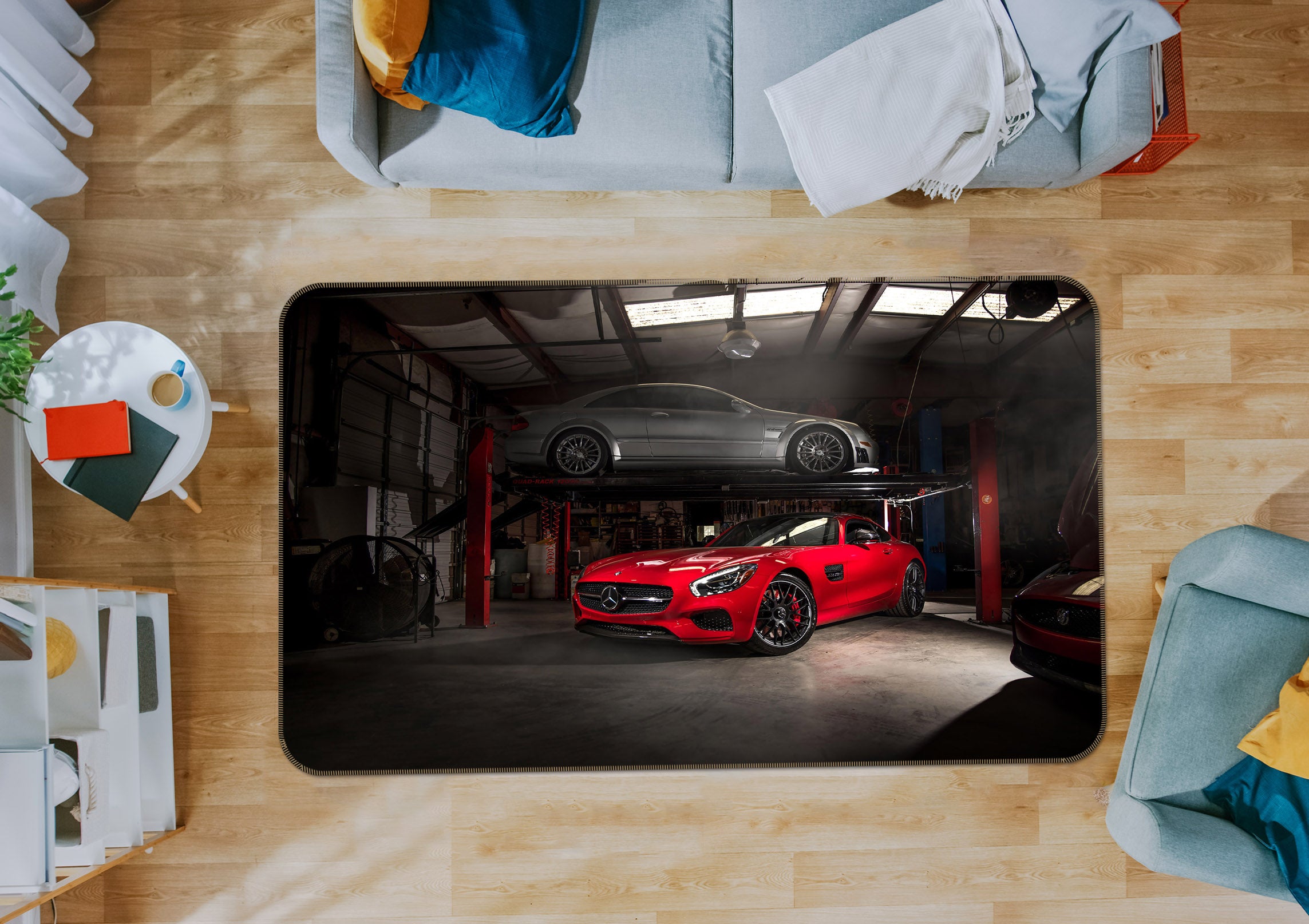 3D Two Cars 42081 Vehicle Non Slip Rug Mat