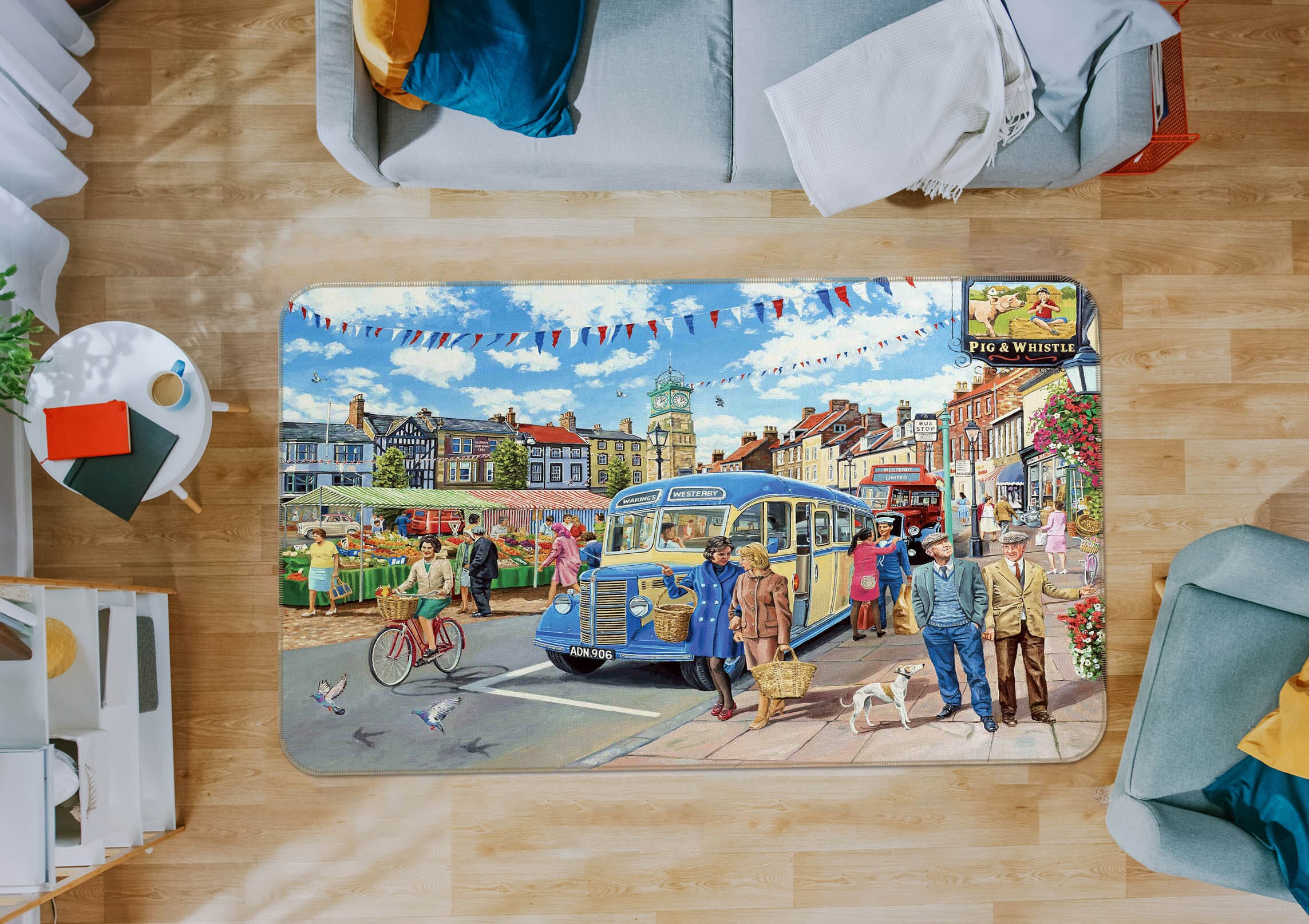 3D Country Bus Terminus 1066 Trevor Mitchell Rug Non Slip Rug Mat Mat AJ Creativity Home 
