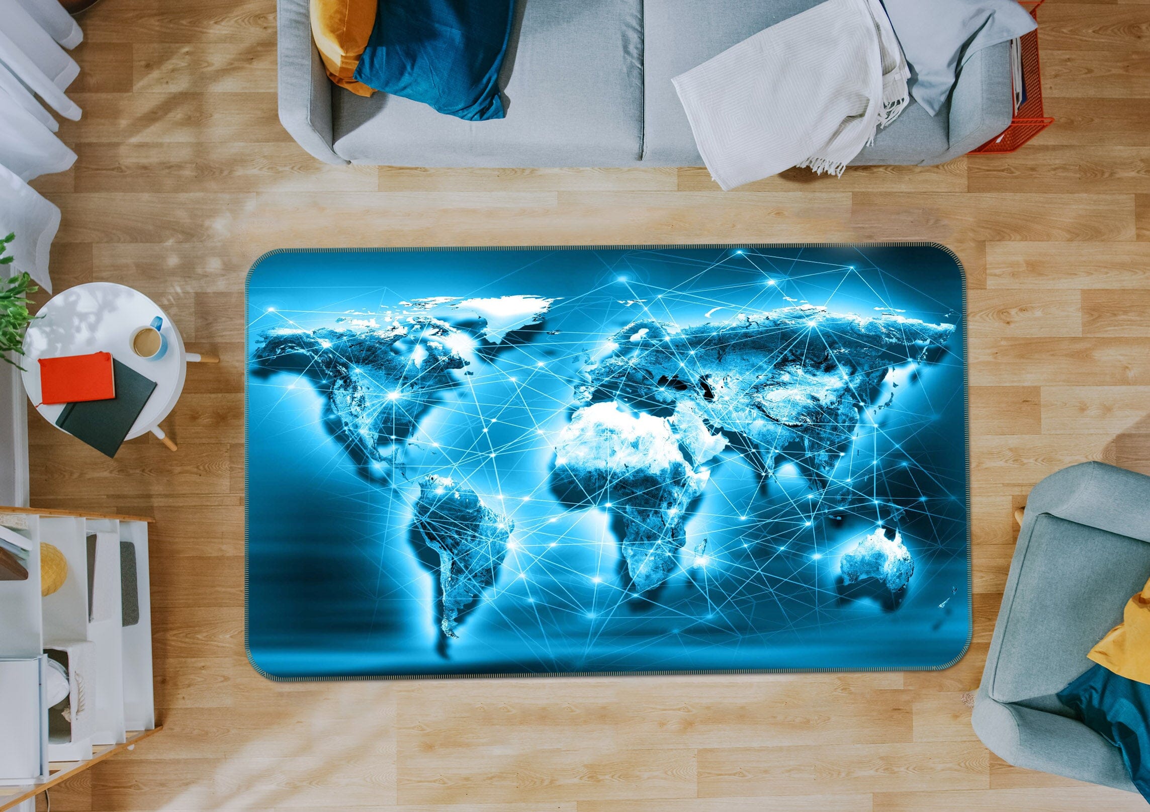 3D Blue Mountain 274 World Map Non Slip Rug Mat Mat AJ Creativity Home 