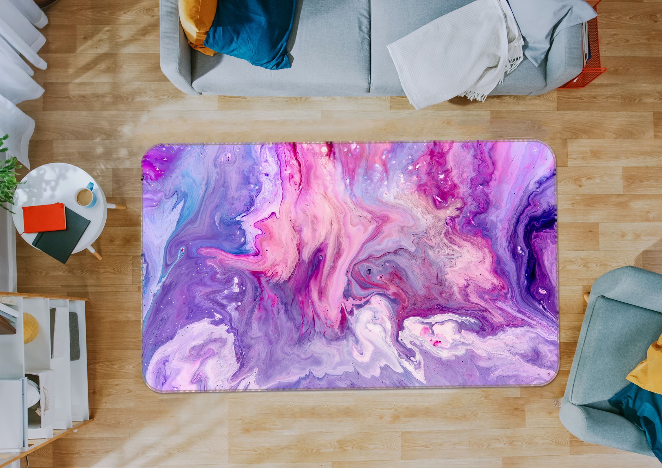 3D Purple Pink Texture 27105 Non Slip Rug Mat