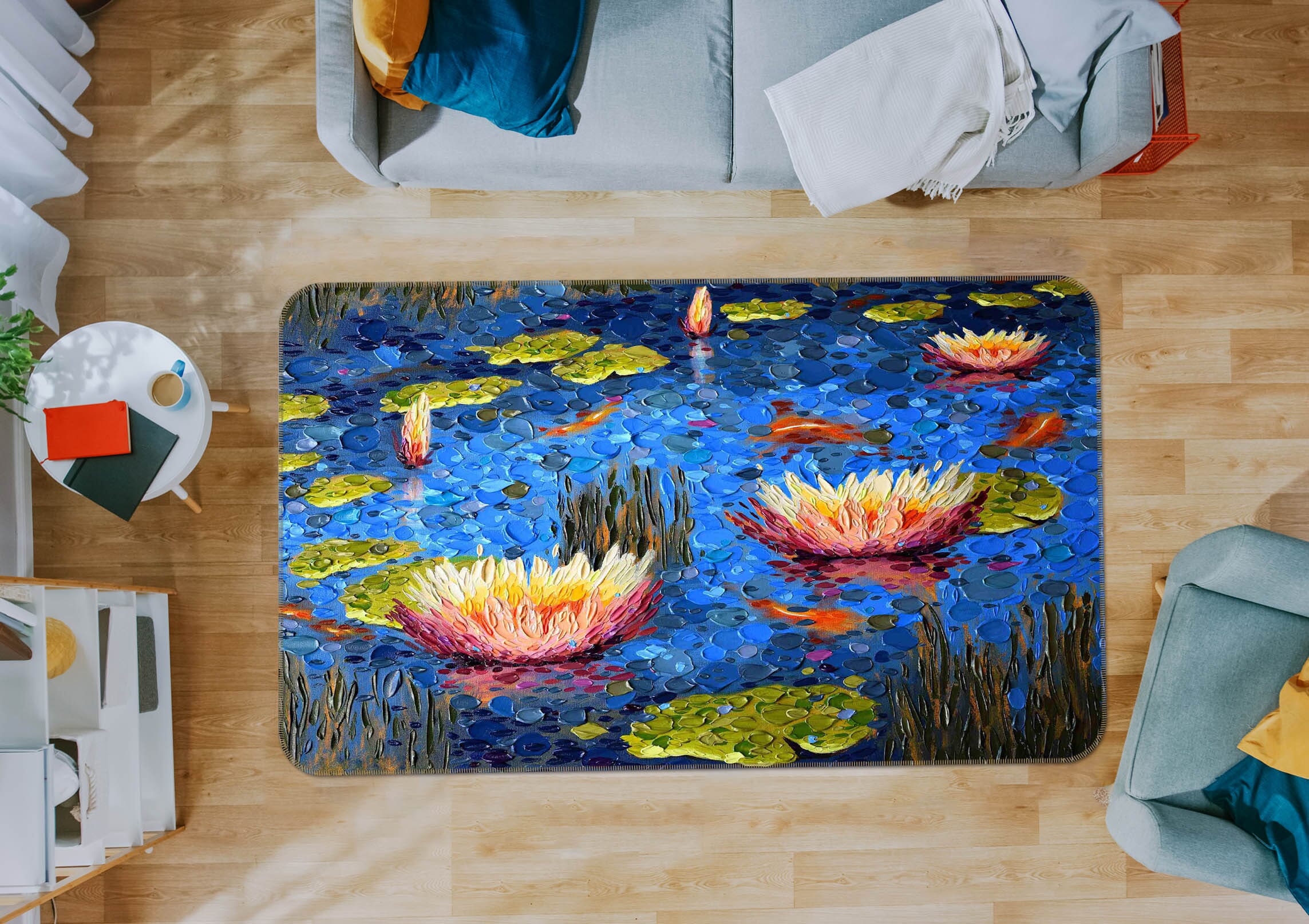 3D Lotus Pond 1005 Dena Tollefson Rug Non Slip Rug Mat Mat AJ Creativity Home 