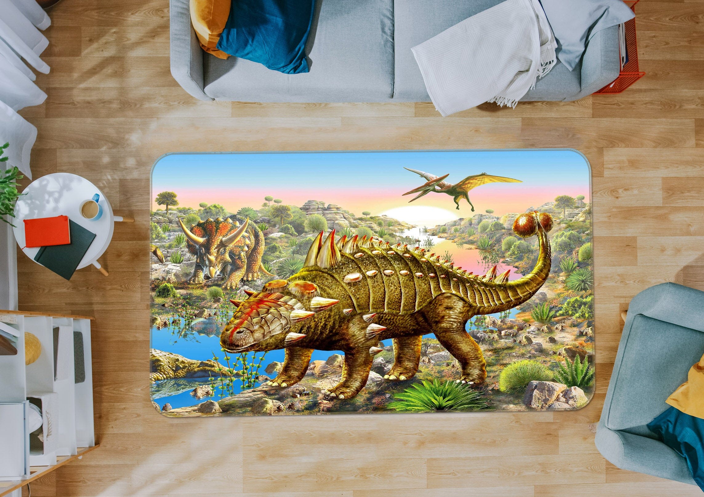 3D Dinosaur Kingdom 1051 Adrian Chesterman Rug Non Slip Rug Mat Mat AJ Creativity Home 