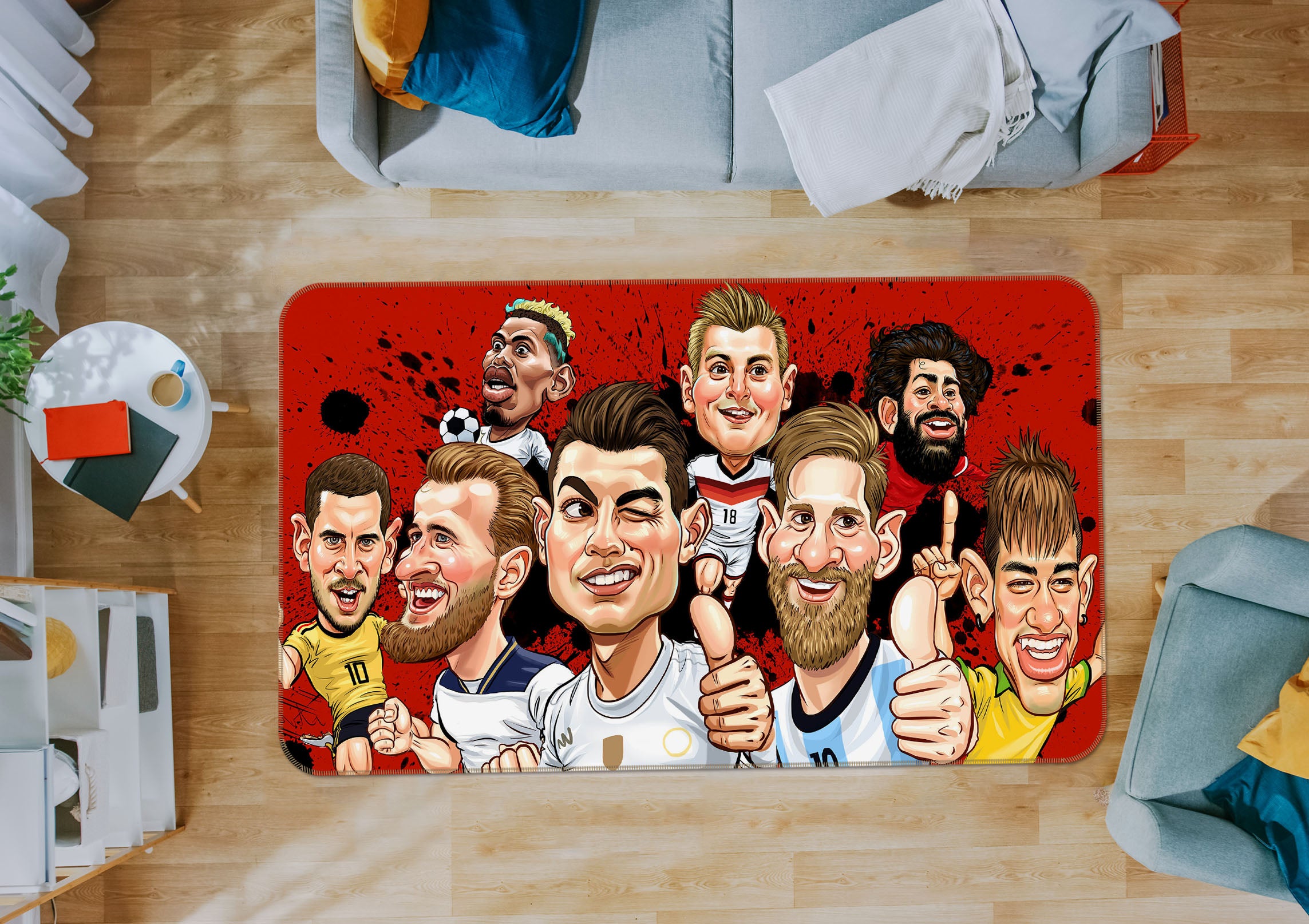 3D Football Star 34165 Non Slip Rug Mat