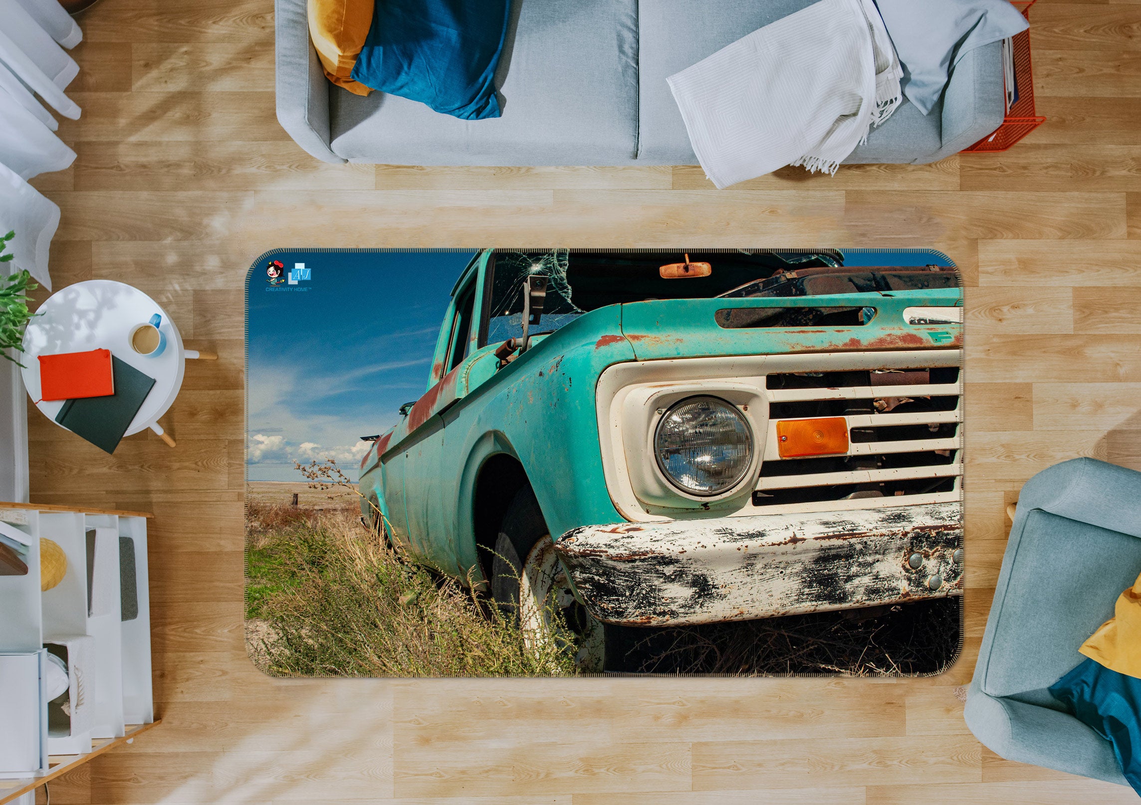 3D Outdoor Pickup Truck 5101 Beth Sheridan Rug Non Slip Rug Mat