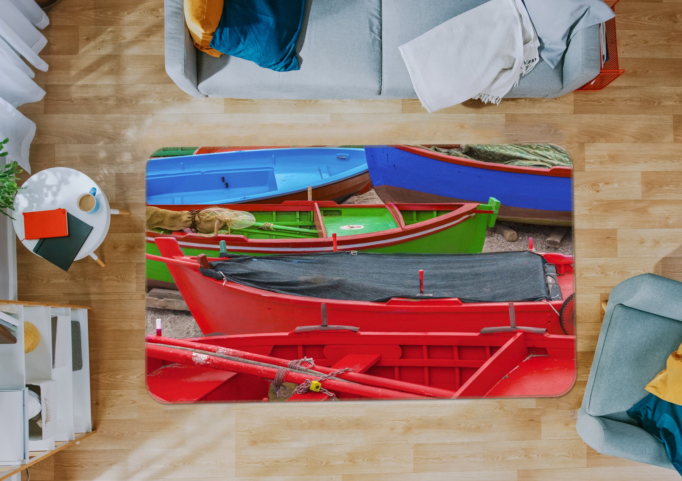 3D Red Boat 1152 Marco Carmassi Rug Non Slip Rug Mat