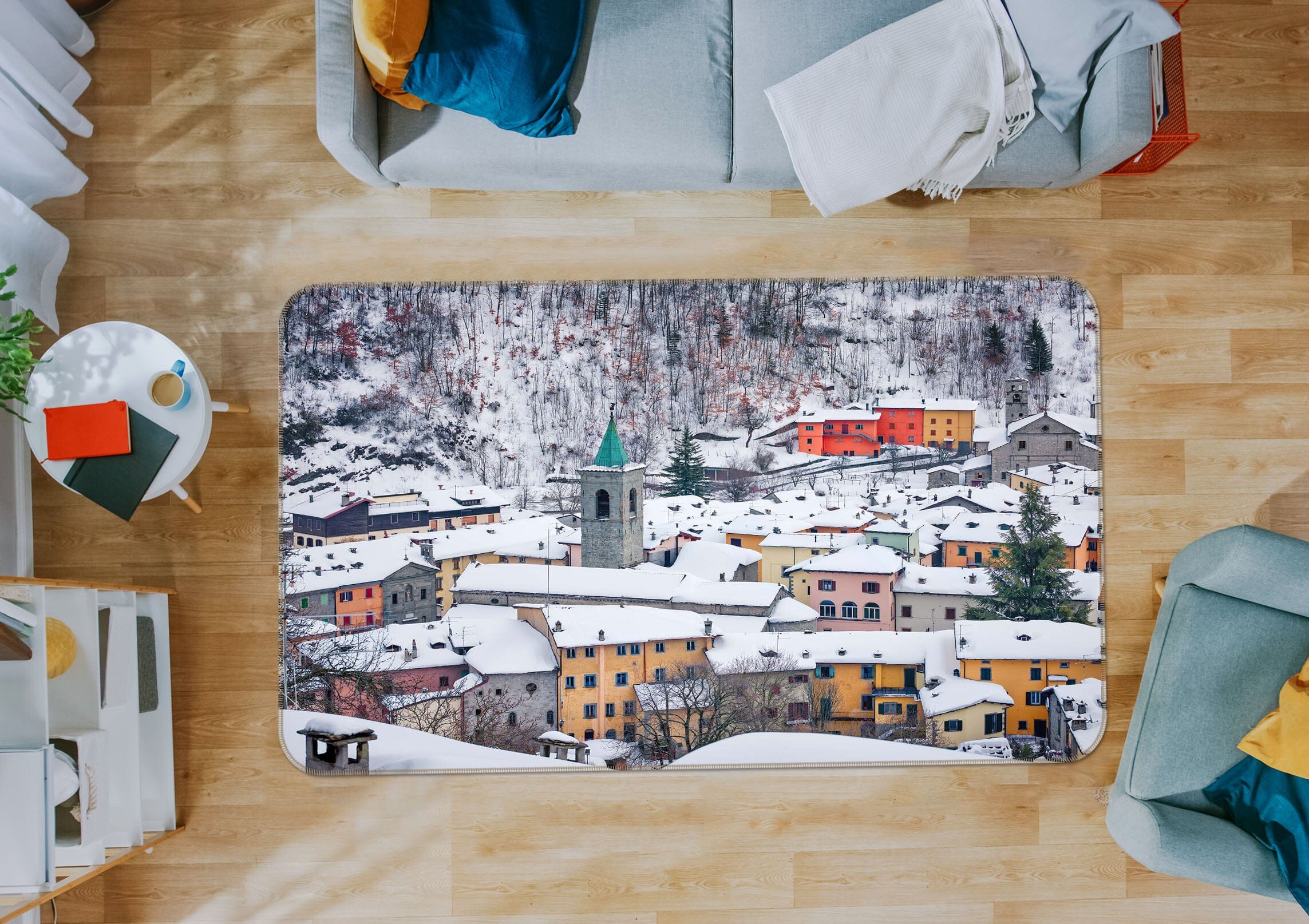 3D Heavy Snow Village 1112 Marco Carmassi Rug Non Slip Rug Mat Mat AJ Creativity Home 