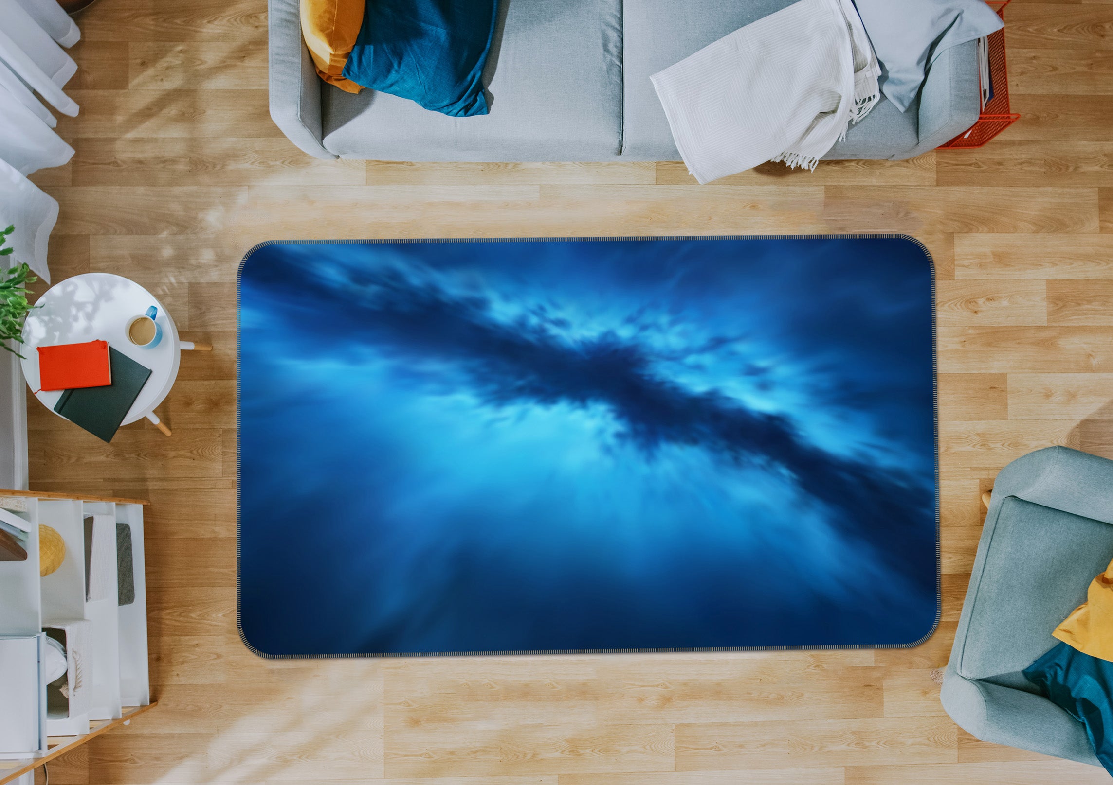 3D Blue Clouds 31179 Non Slip Rug Mat