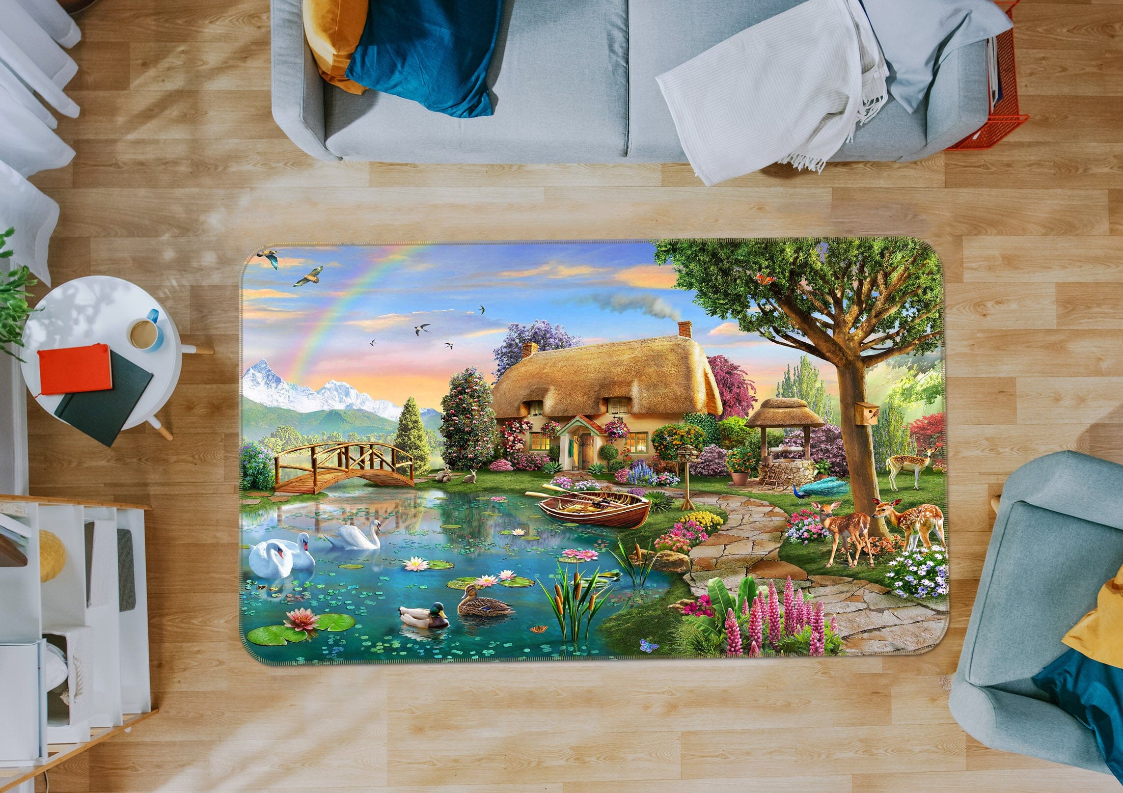 3D Rural Lake 1077 Adrian Chesterman Rug Non Slip Rug Mat Mat AJ Creativity Home 