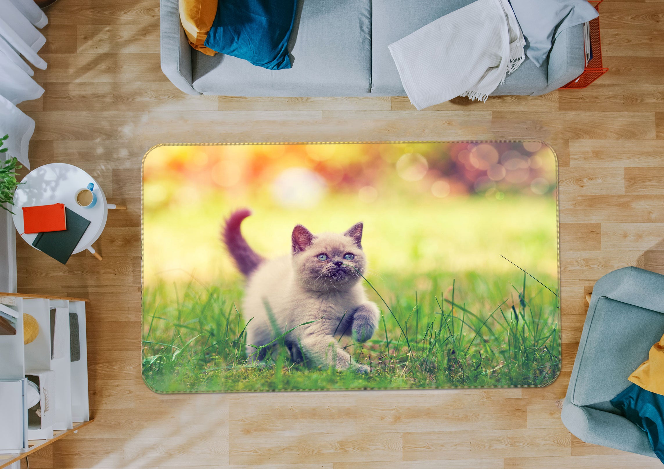 3D Kitten Grass 37051 Non Slip Rug Mat