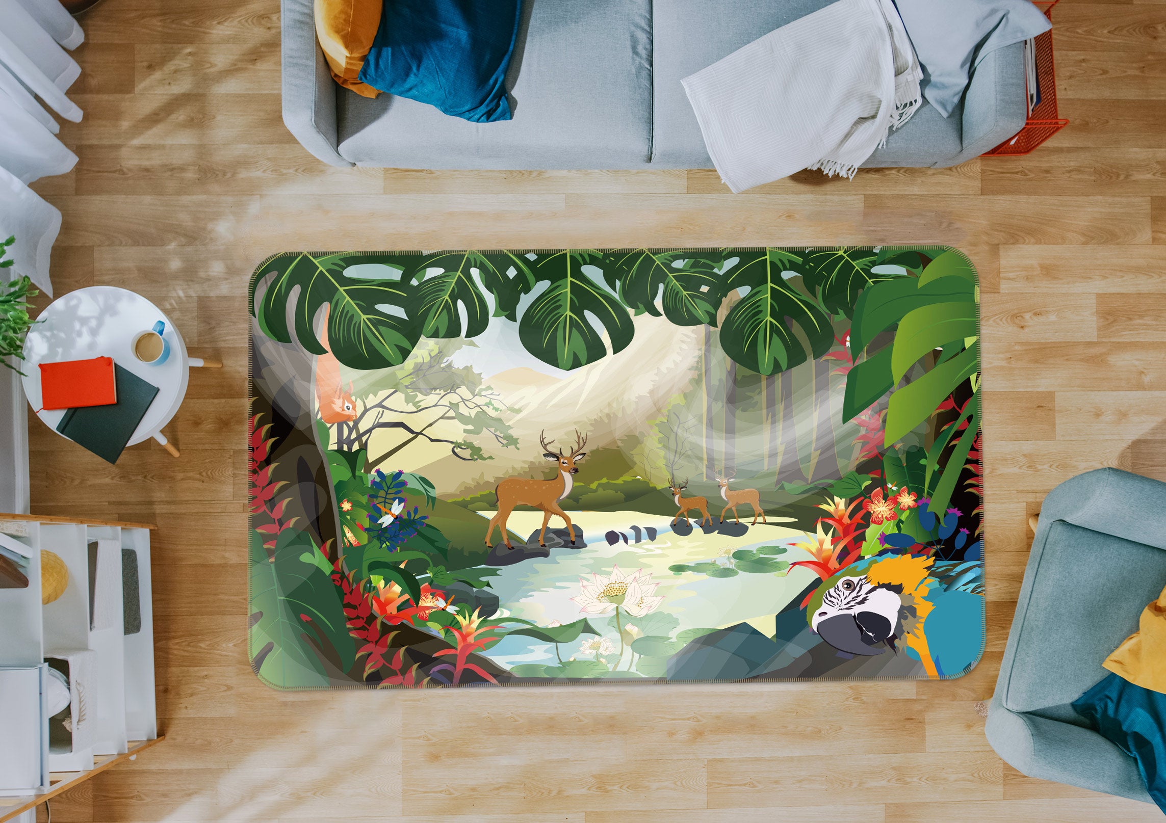 3D Forest Animals 77052 Non Slip Rug Mat