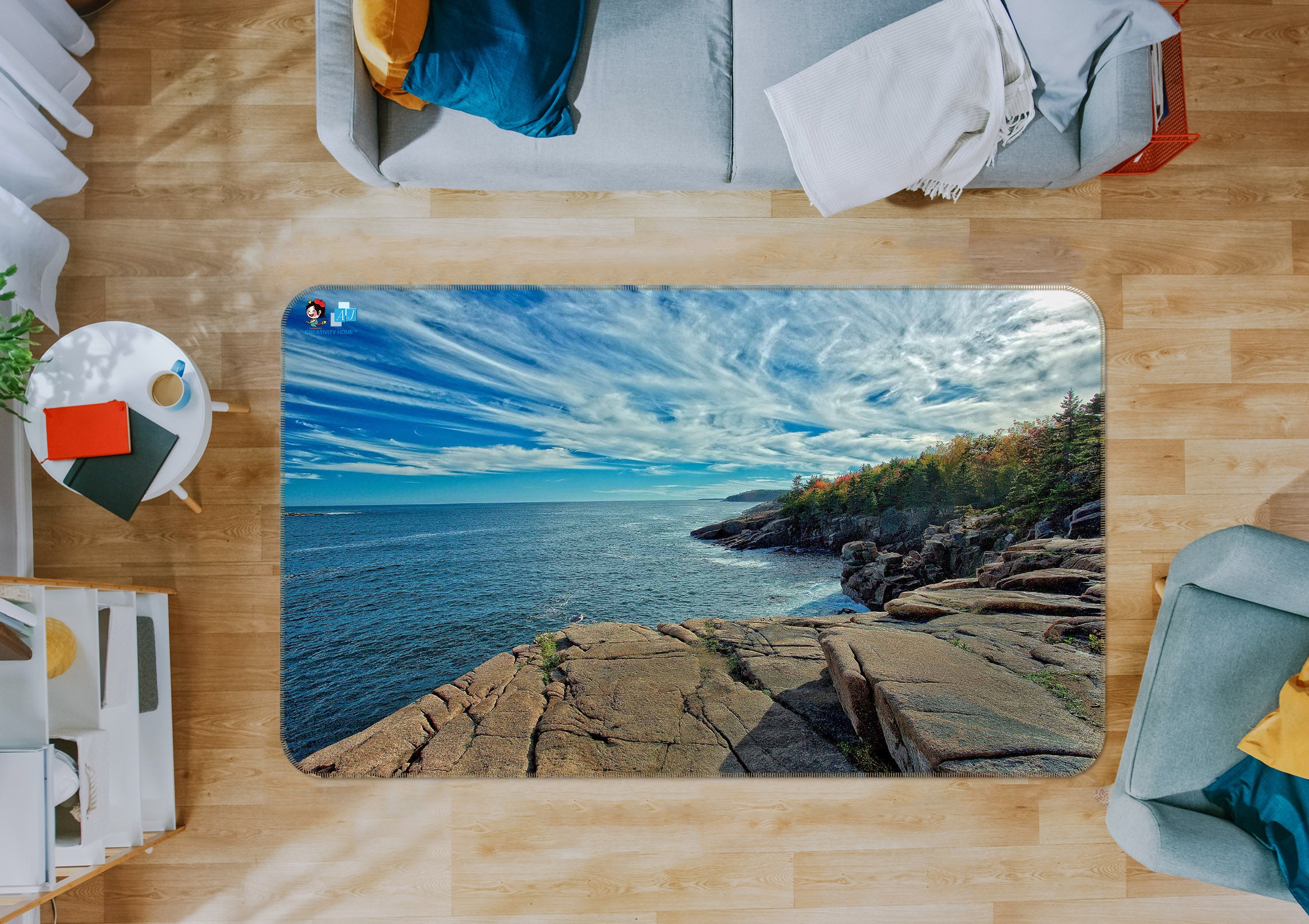 3D Coastal Maine 62039 Kathy Barefield Rug Non Slip Rug Mat