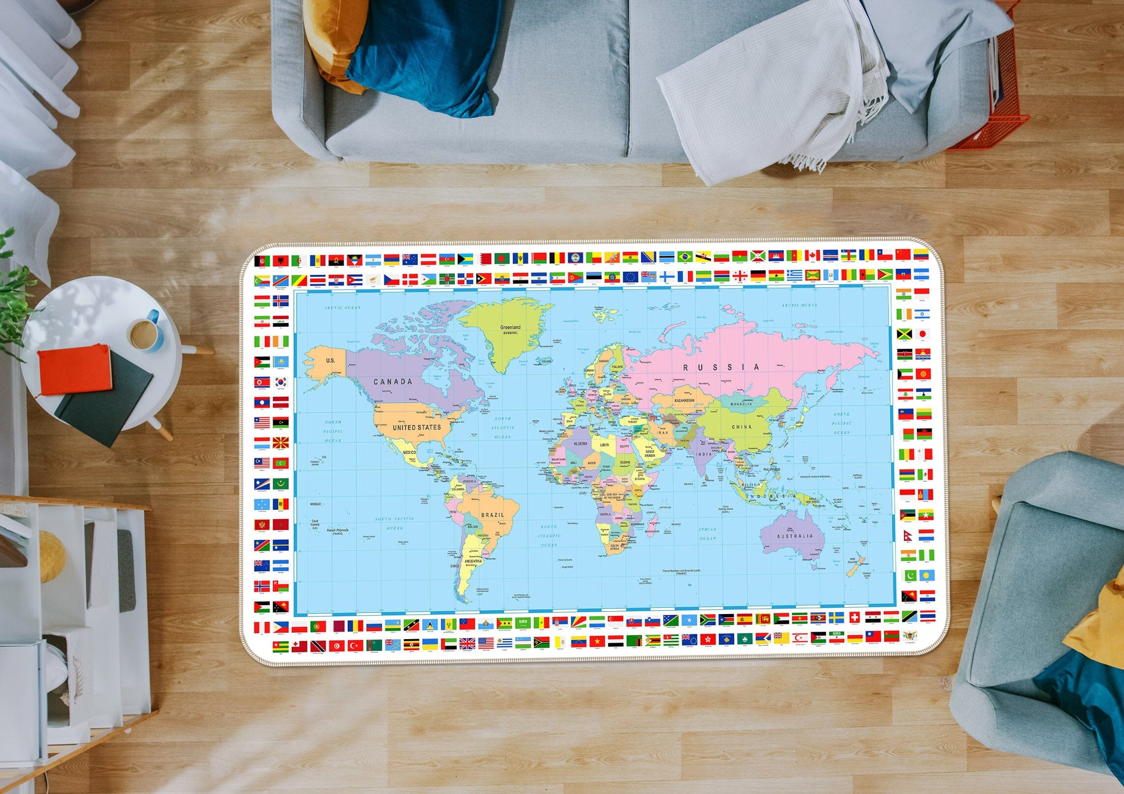 3D World Territory 256 World Map Non Slip Rug Mat Mat AJ Creativity Home 