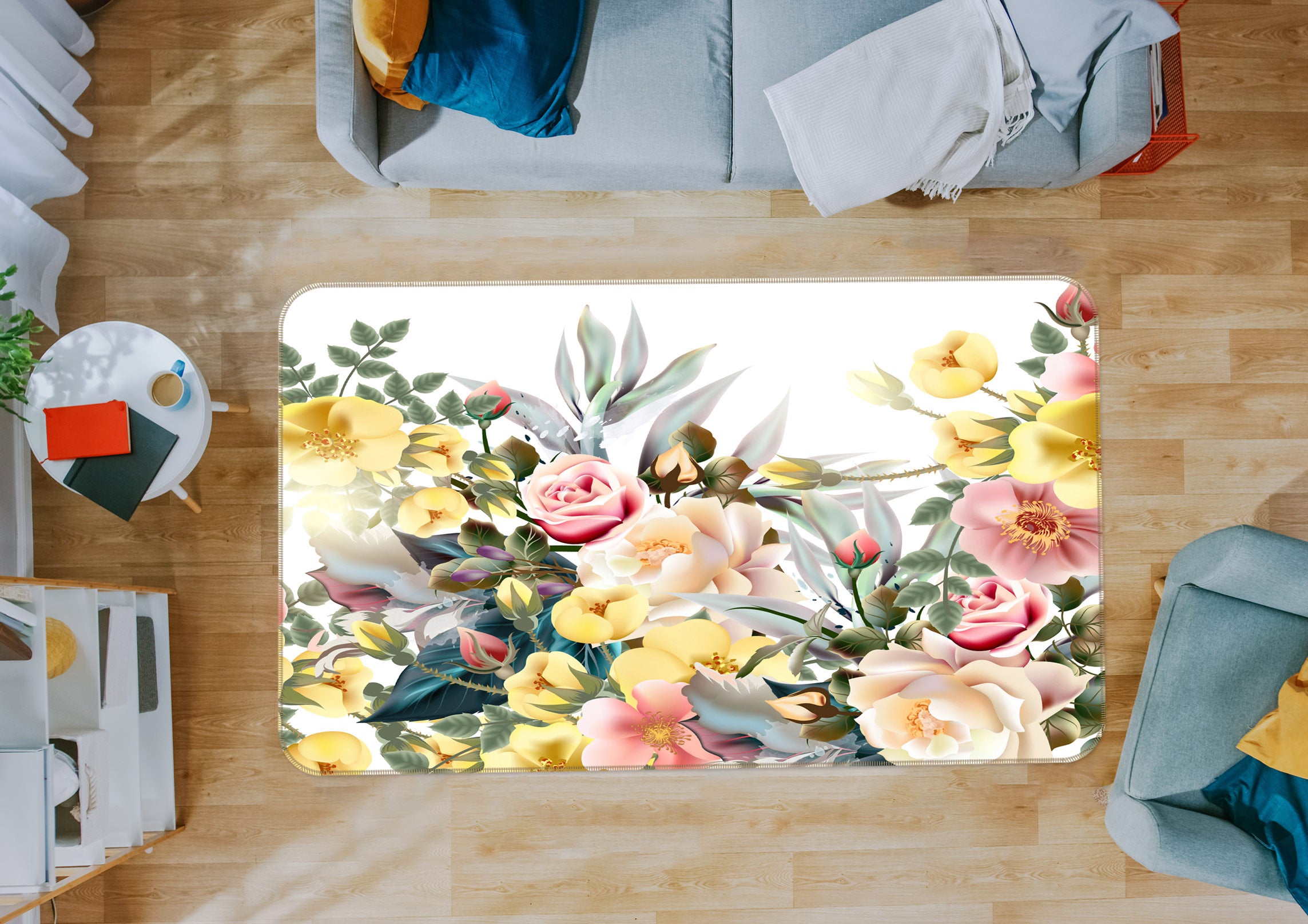 3D Flower Bush 37072 Non Slip Rug Mat