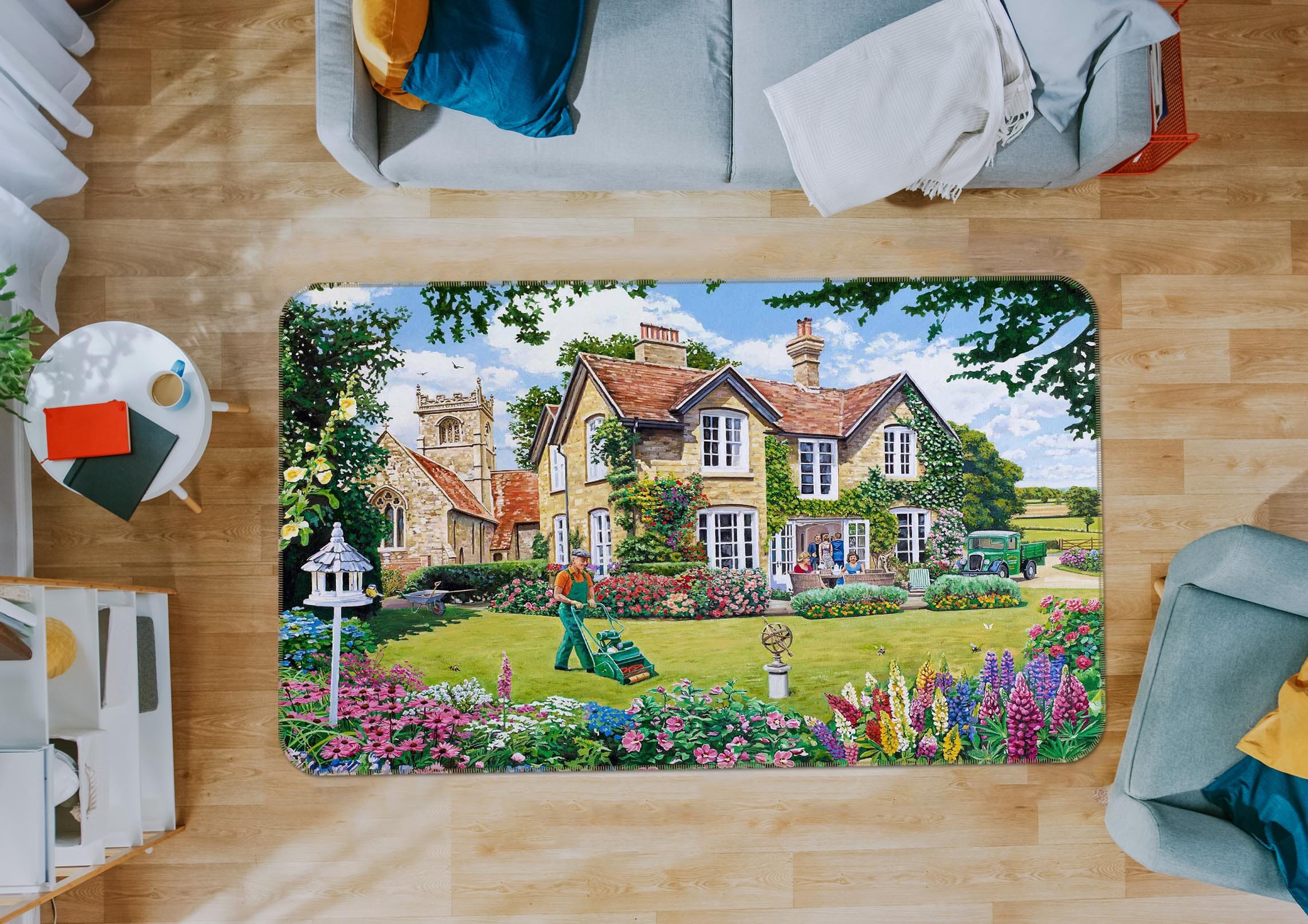 3D The Vicarage 1120 Trevor Mitchell Rug Non Slip Rug Mat Mat AJ Creativity Home 