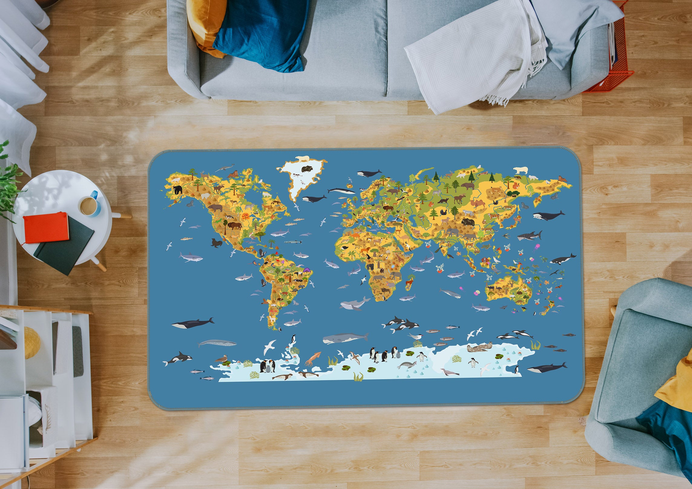 3D Beautiful World 301 World Map Non Slip Rug Mat