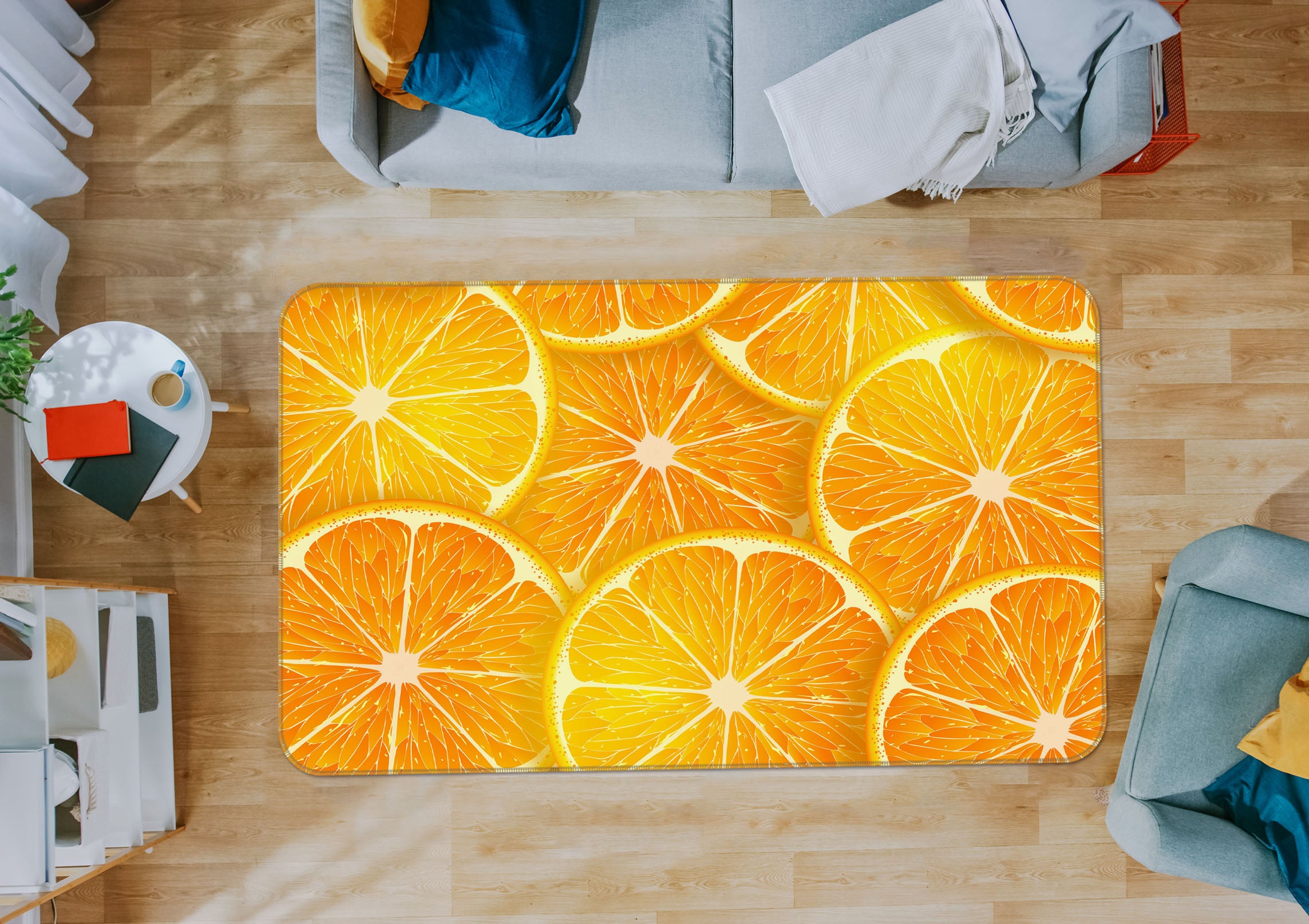 3D Orange Slices 35227 Non Slip Rug Mat
