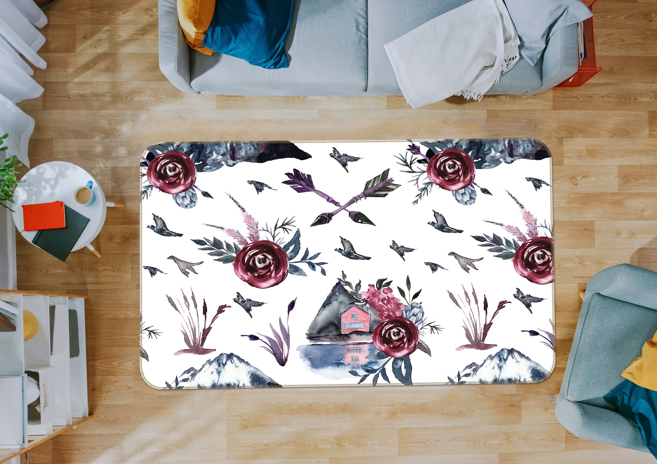3D Arrow Flower 096 Uta Naumann Rug Non Slip Rug Mat