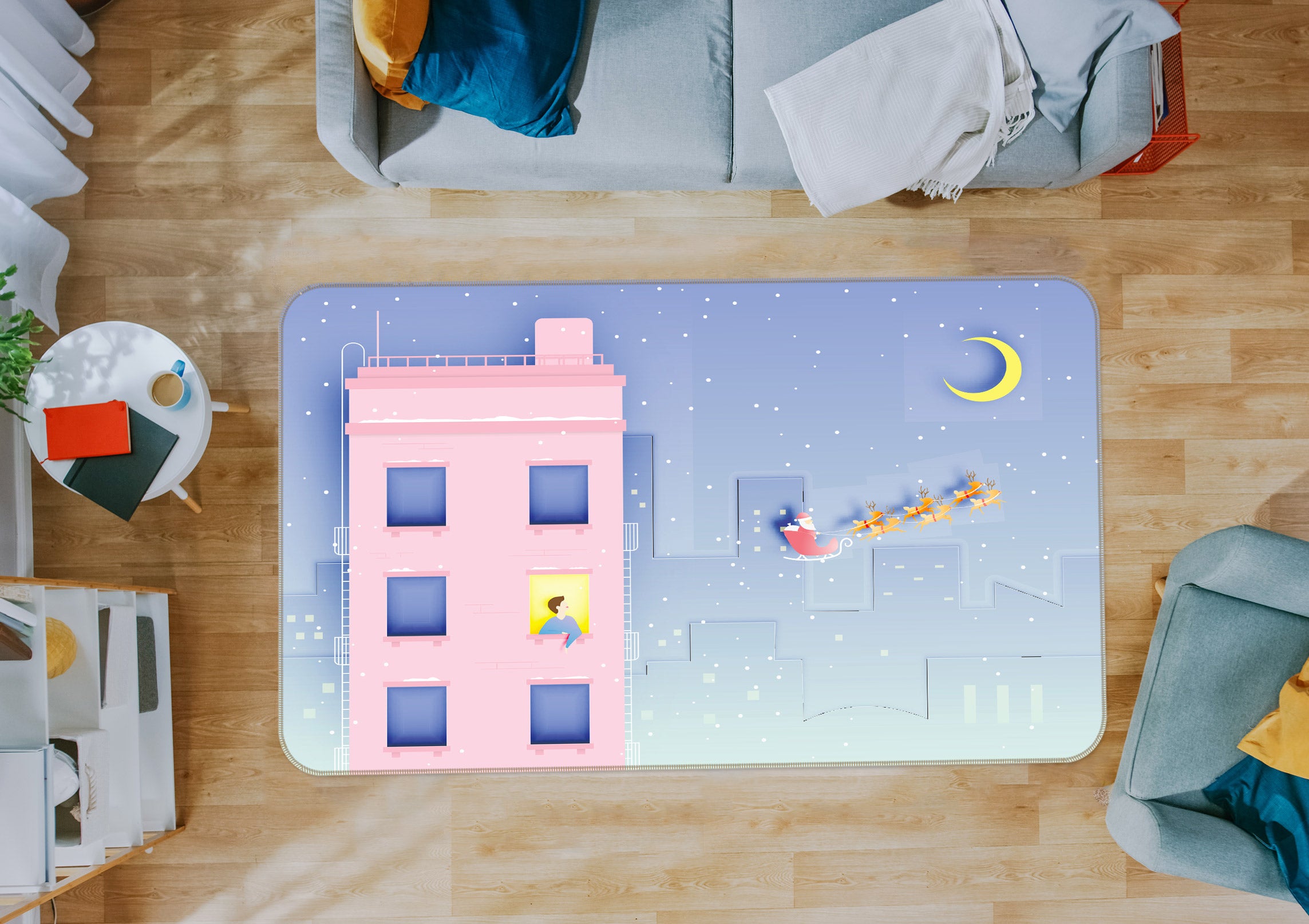 3D Pink Building 77200 Non Slip Rug Mat