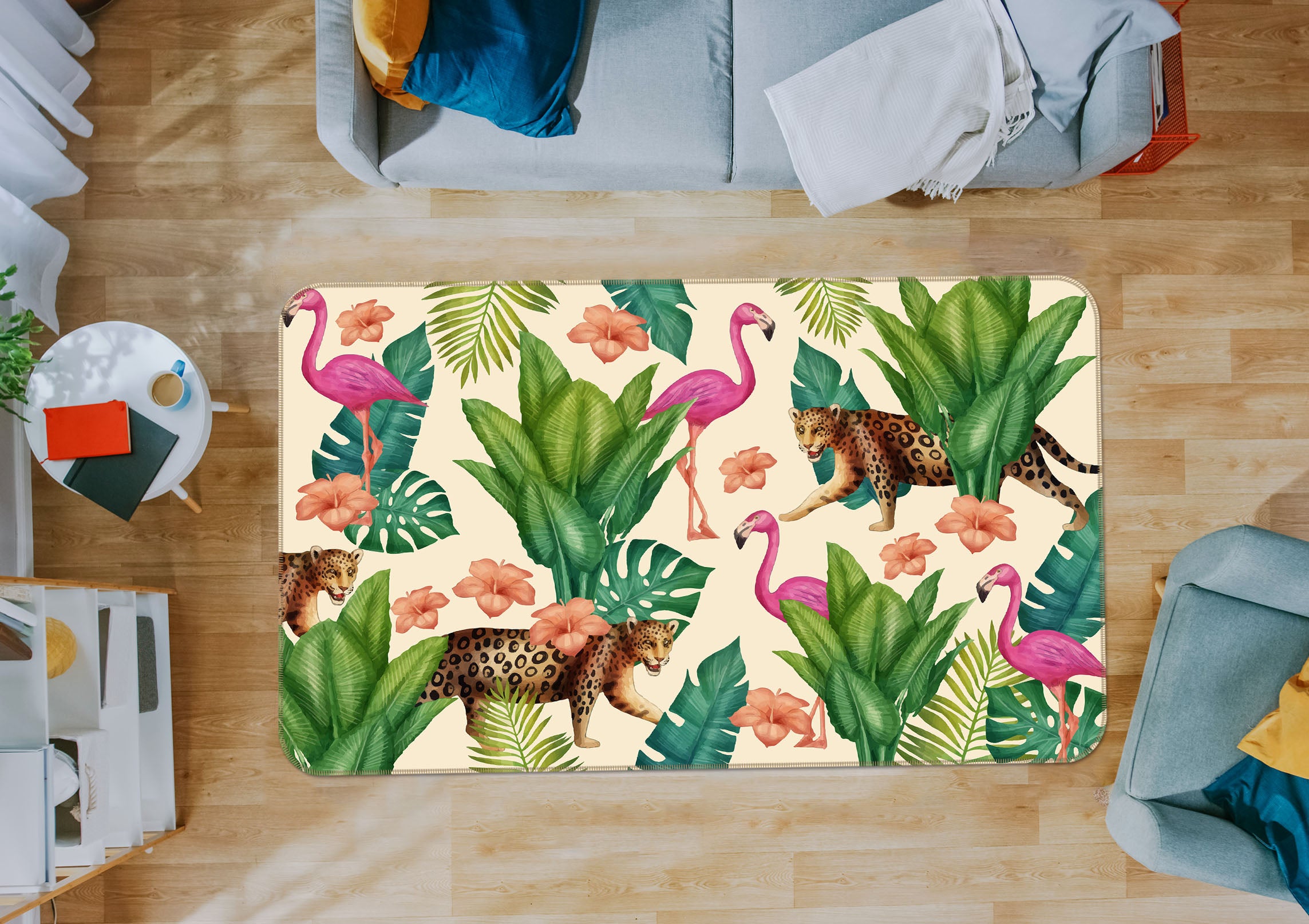 3D Leopard Flamingo 38171 Animal Non Slip Rug Mat