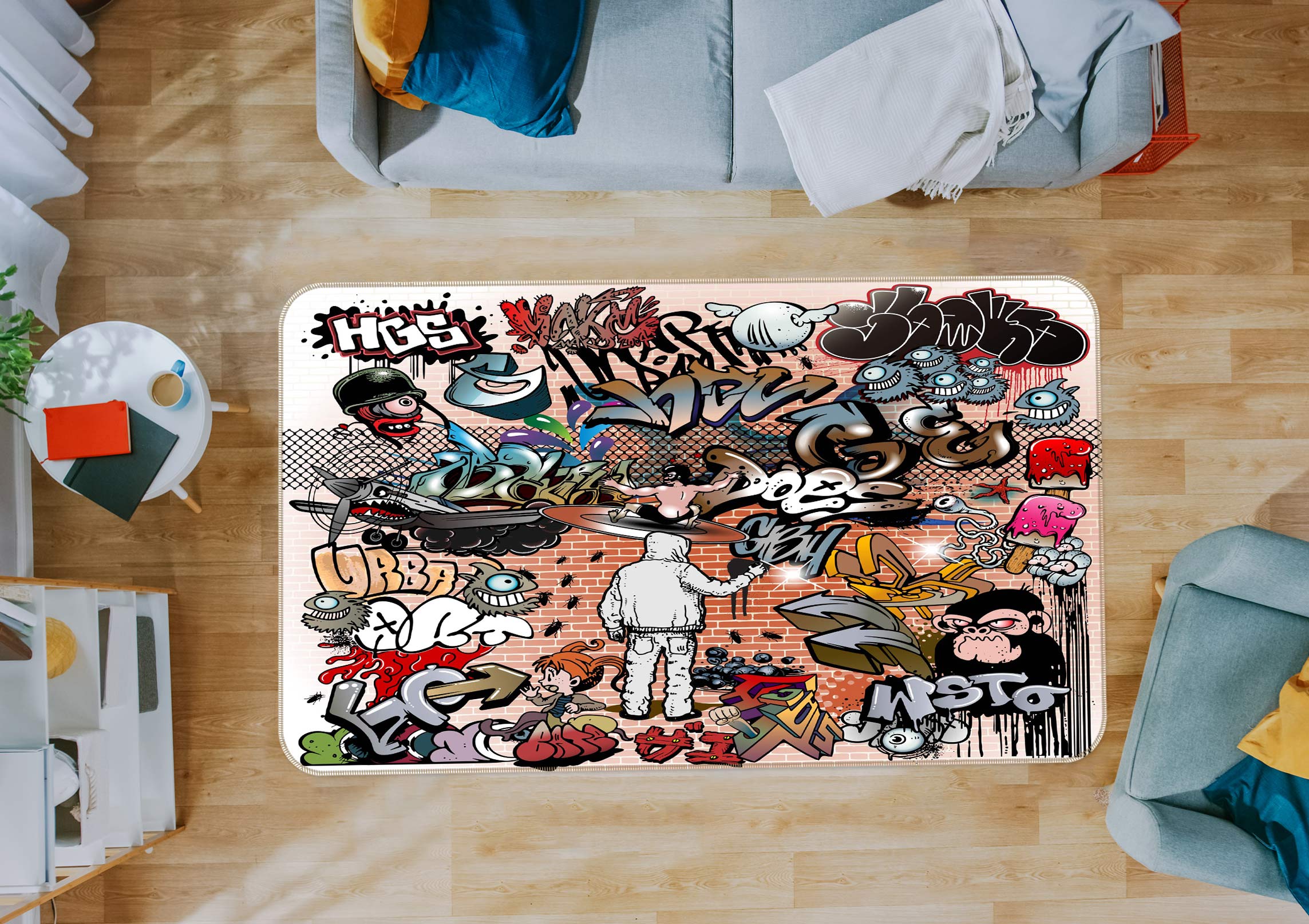 3D Doodle Pattern 30091 Non Slip Rug Mat
