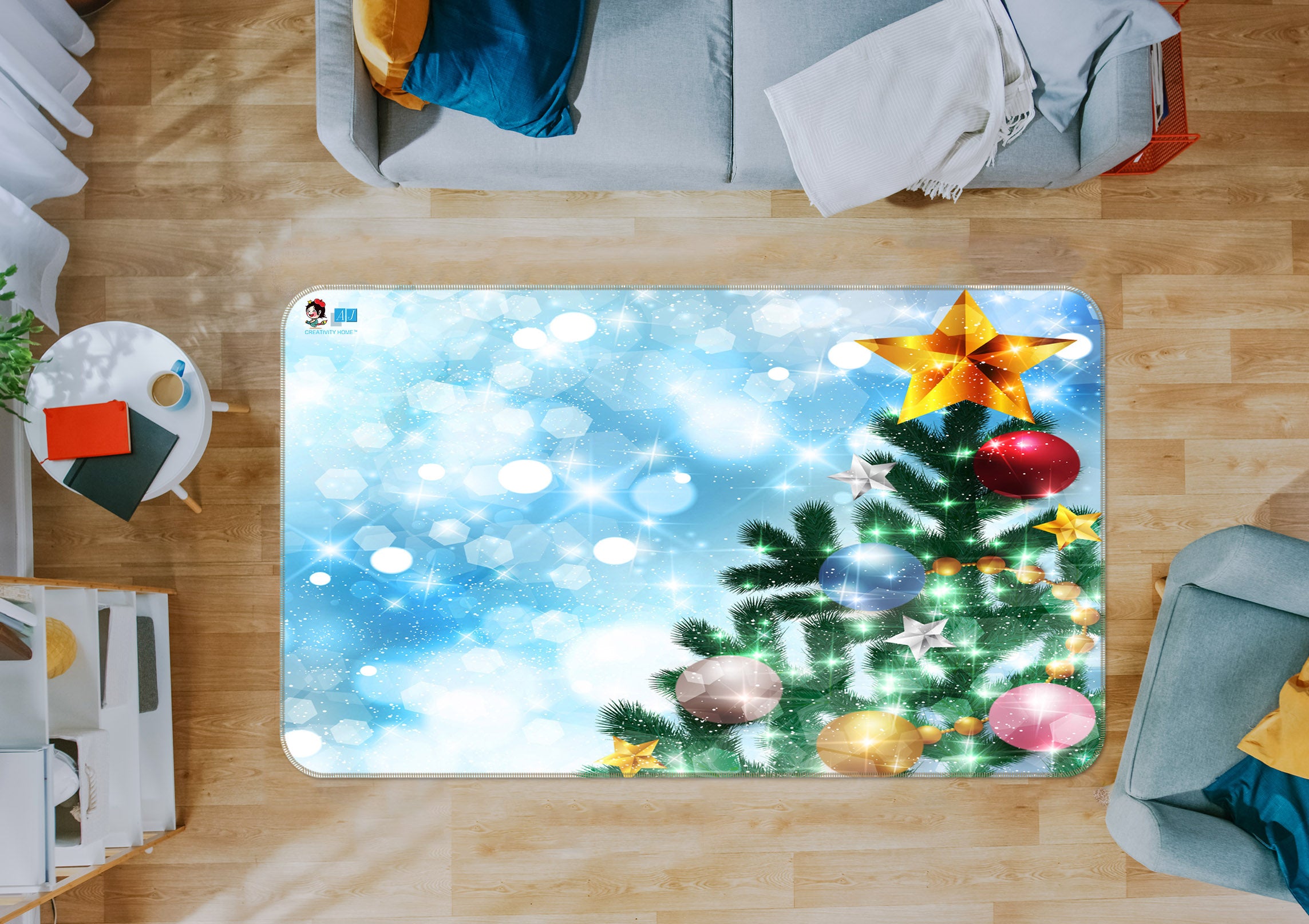 3D Tree 55072 Christmas Non Slip Rug Mat Xmas