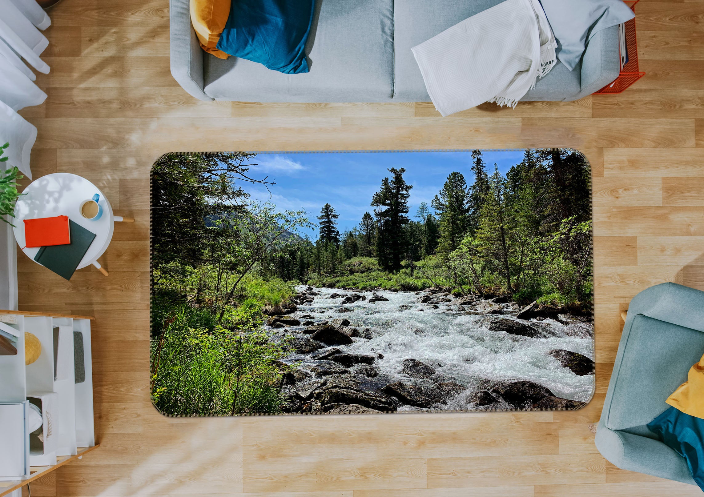 3D Forest Torrent 31024 Non Slip Rug Mat