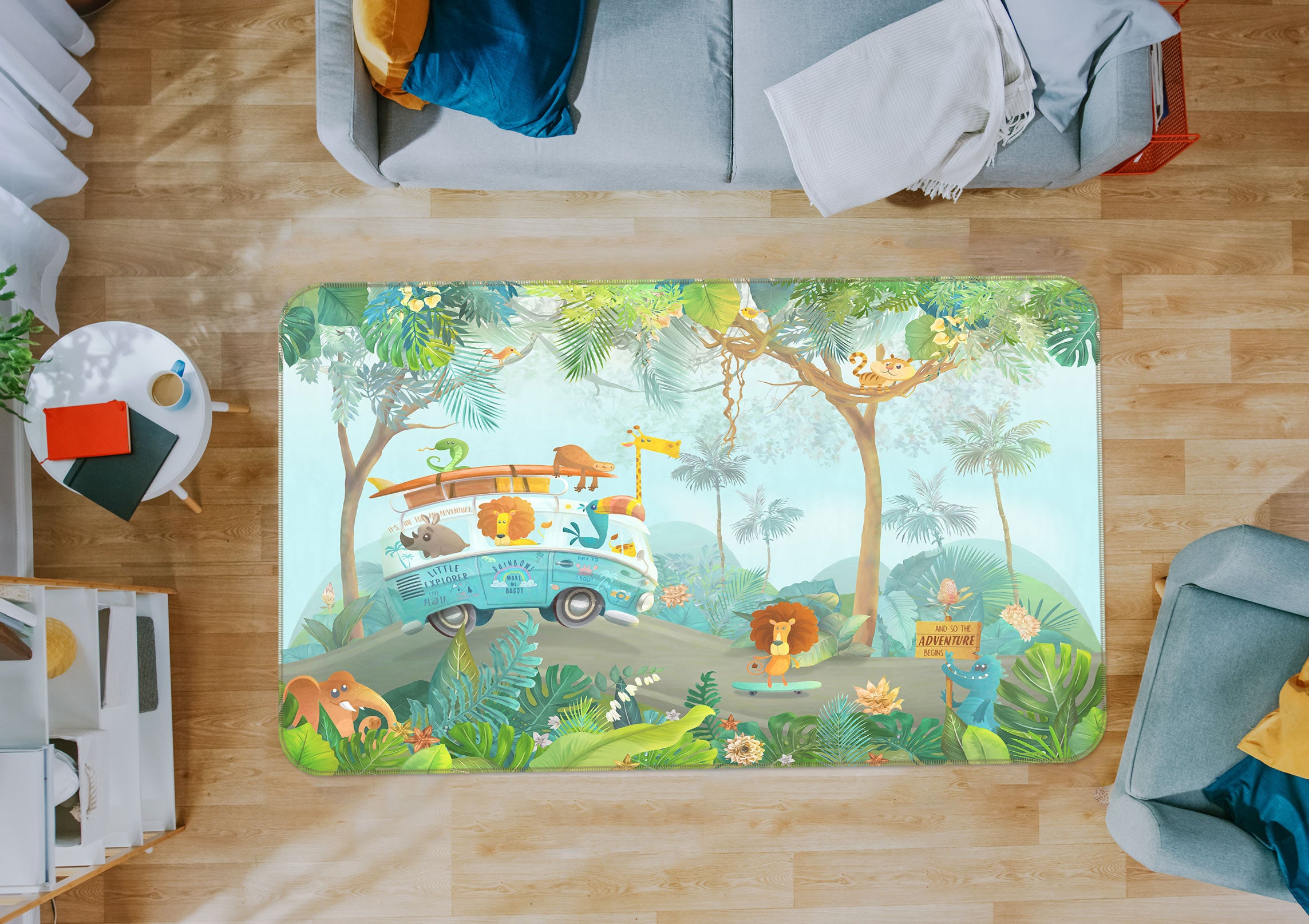 3D Forest Animal Car 77067 Non Slip Rug Mat