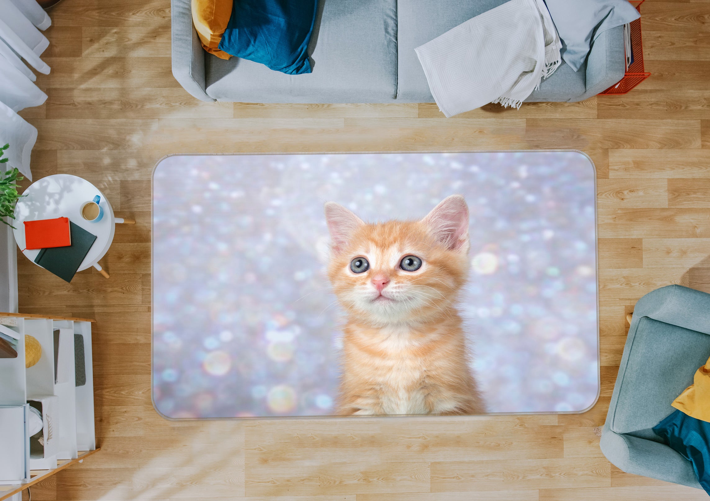 3D Little Orange Cat 37086 Non Slip Rug Mat