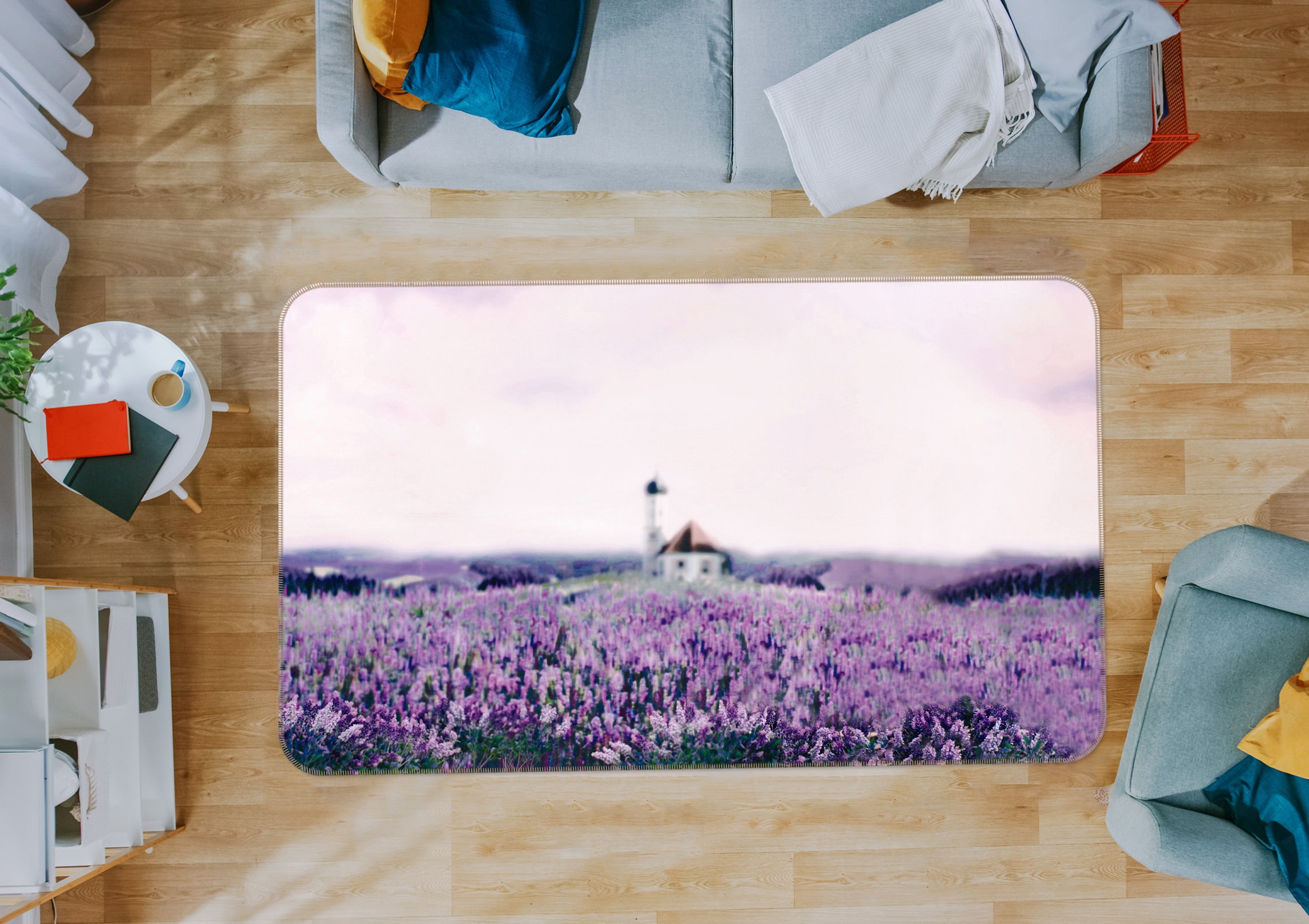 3D Lavender Bushes 75168 Non Slip Rug Mat