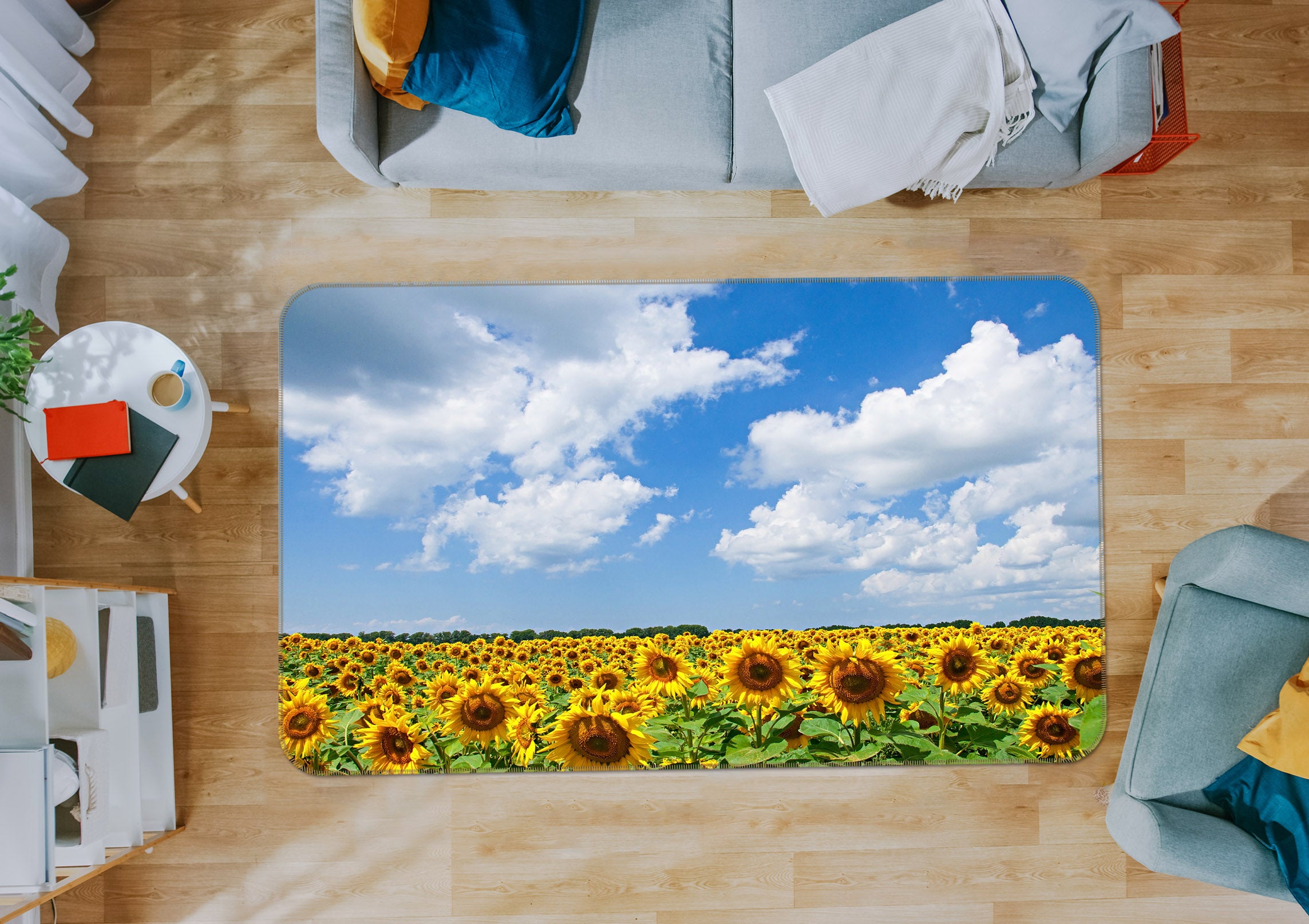 3D Sunflower Sky 29189 Non Slip Rug Mat