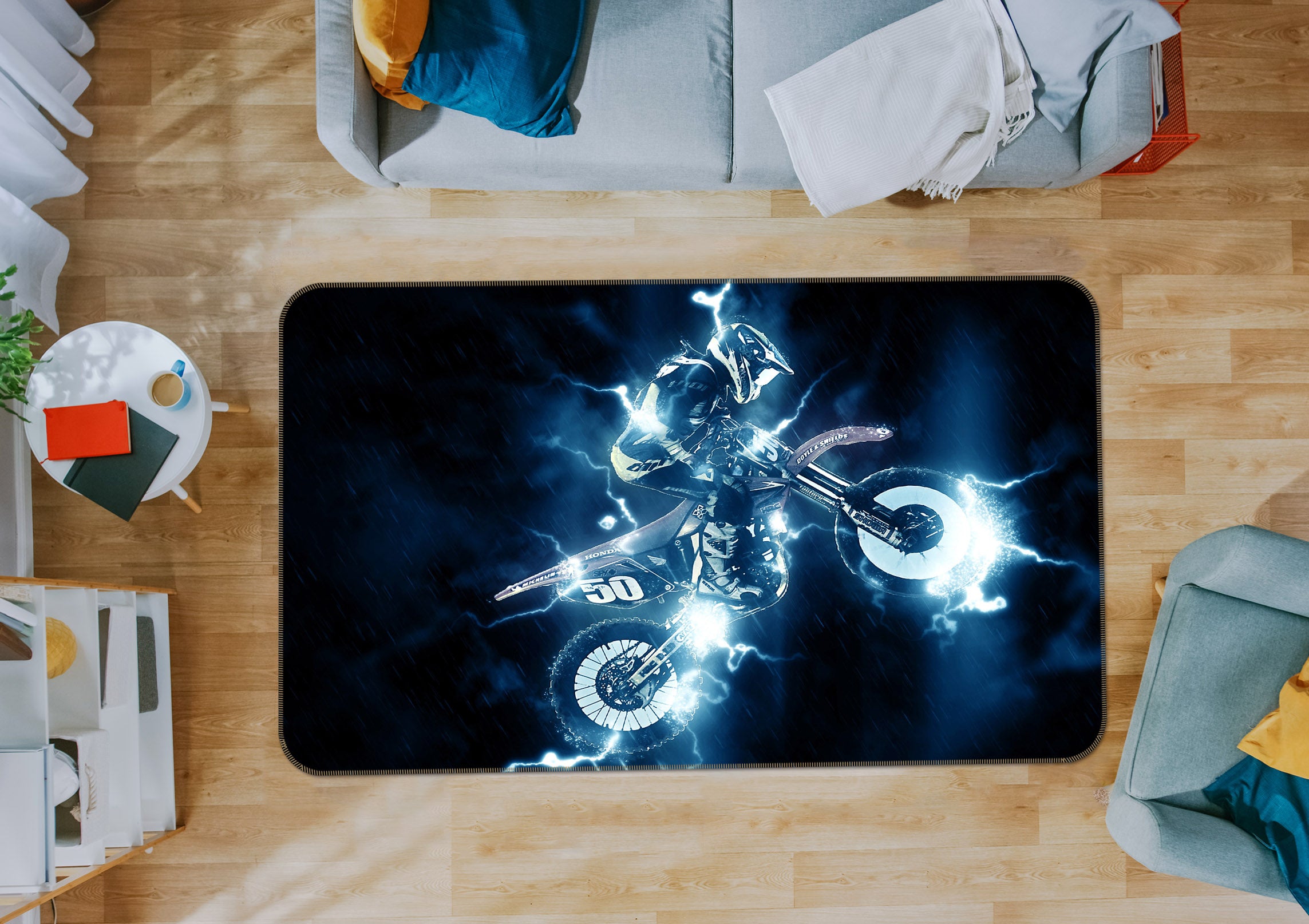 3D Motorcycle Light 39008 Vehicle Non Slip Rug Mat