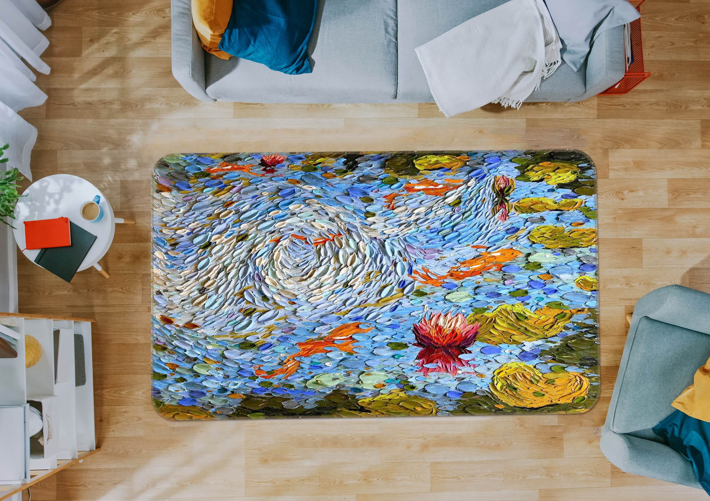3D Lotus Fish 1009 Dena Tollefson Rug Non Slip Rug Mat Mat AJ Creativity Home 