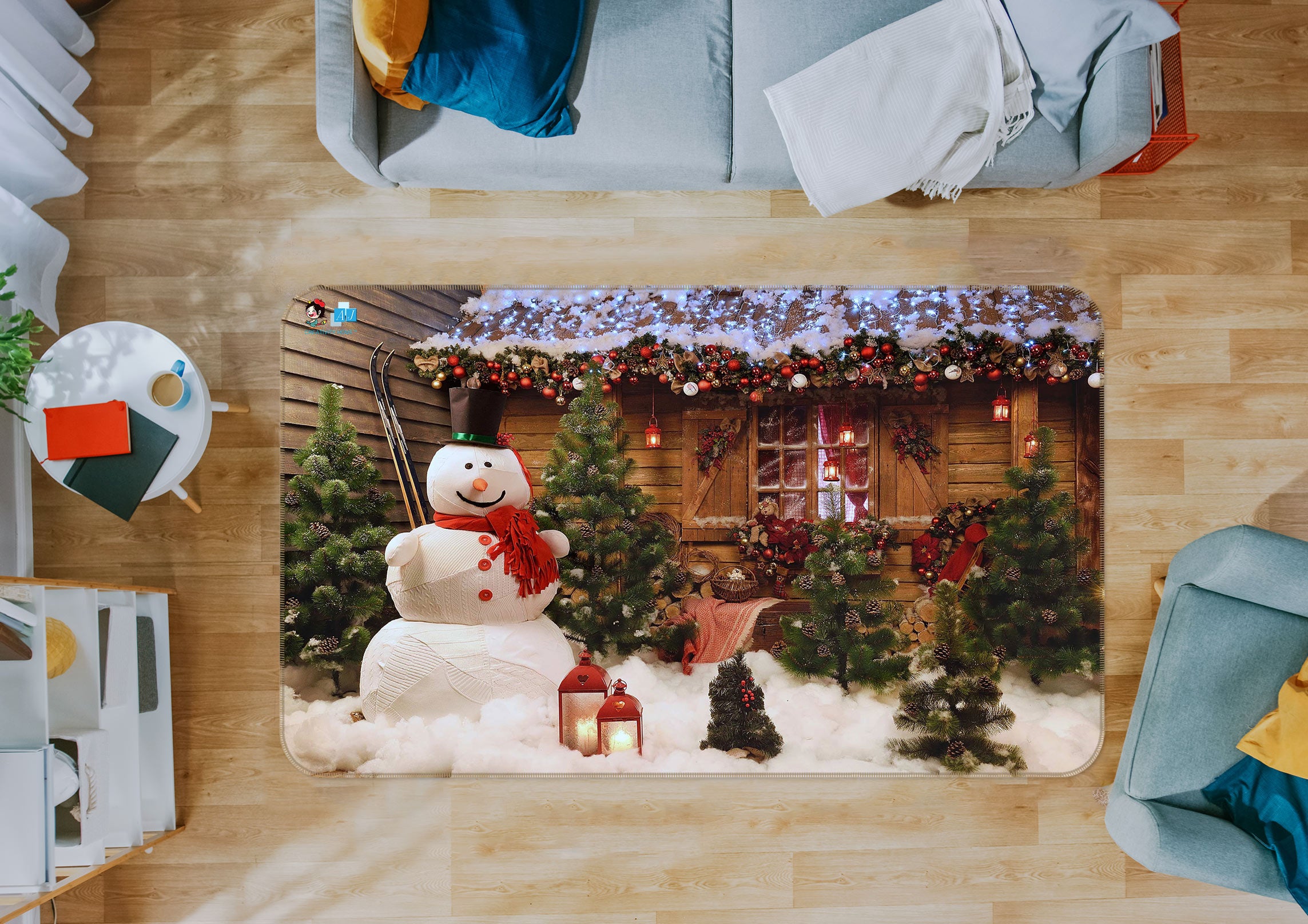 3D Snowman Cabin 55011 Christmas Non Slip Rug Mat Xmas