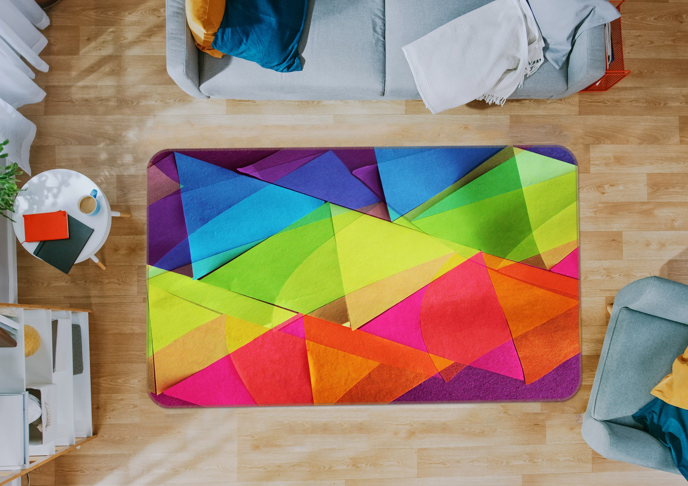 3D Colored Triangle 70056 Shandra Smith Rug Non Slip Rug Mat