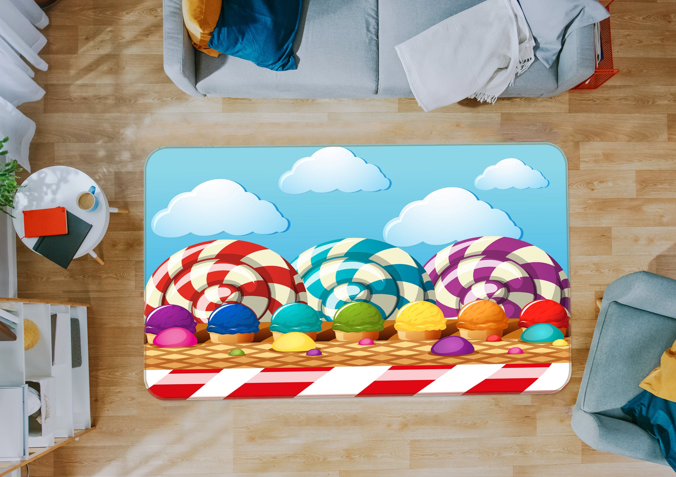 3D Candy Ice Cream 77014 Non Slip Rug Mat