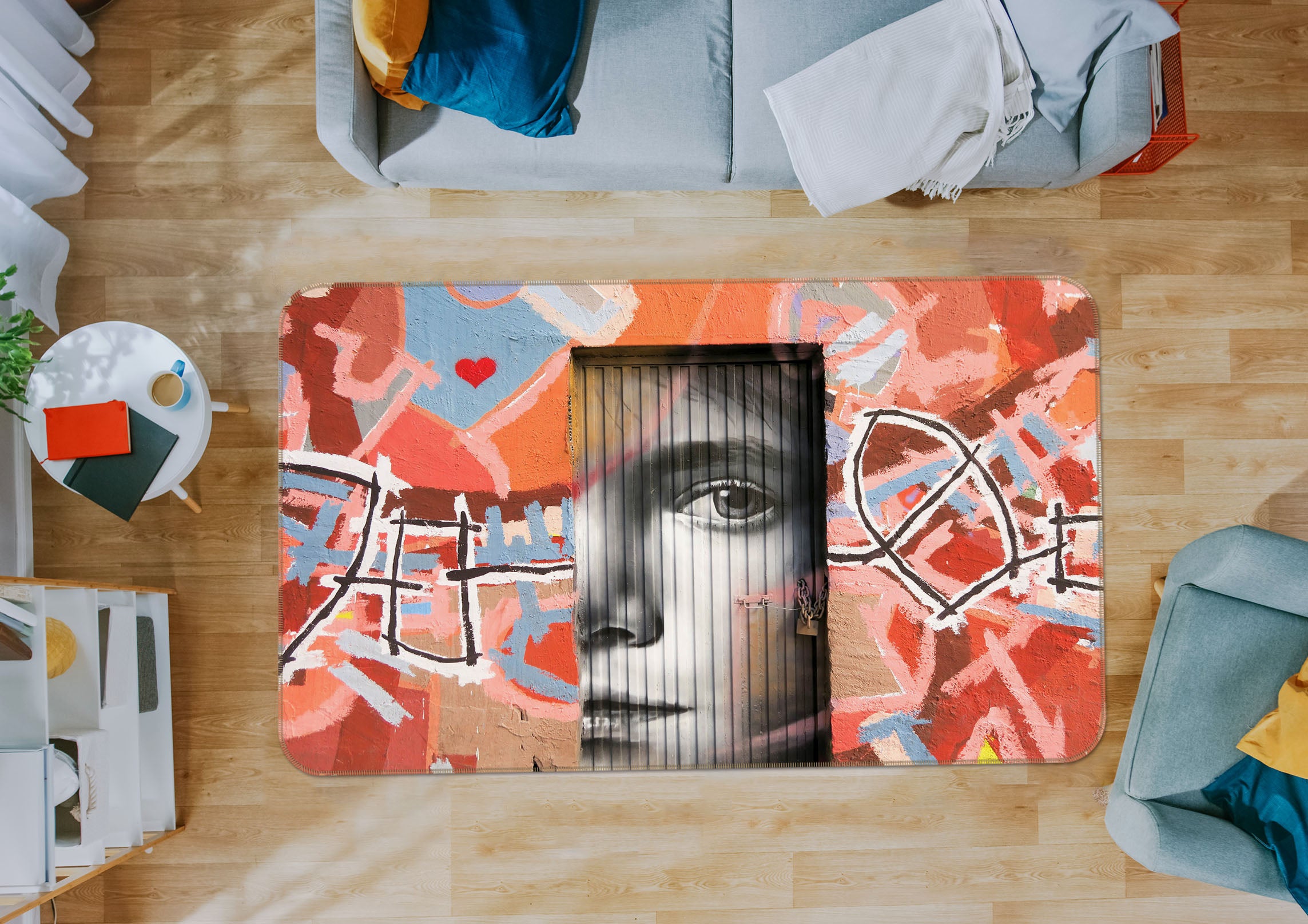 3D Face Pattern 31073 Non Slip Rug Mat