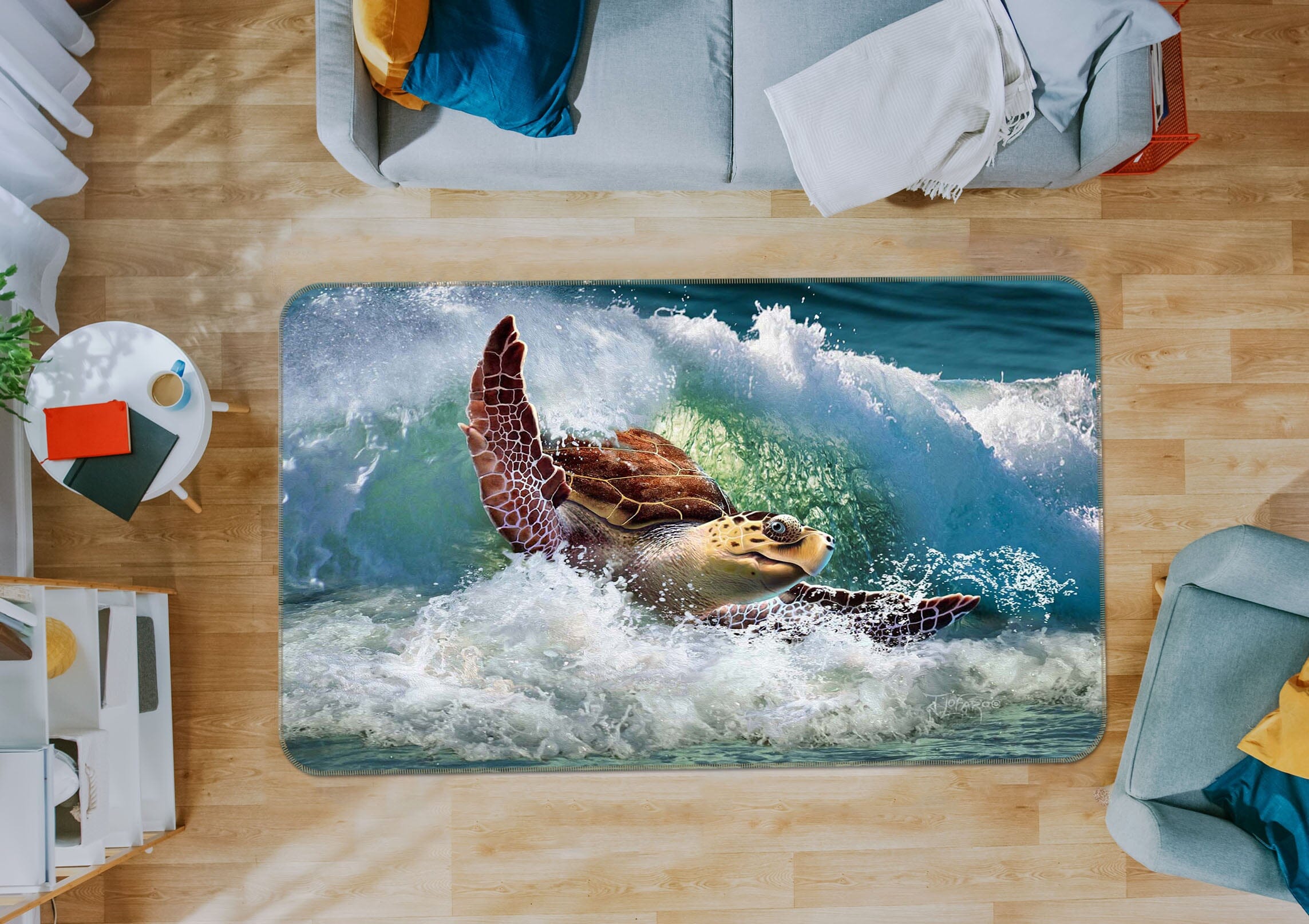 3D SeaTurtle 1001 Jerry LoFaro Rug Non Slip Rug Mat Mat AJ Creativity Home 