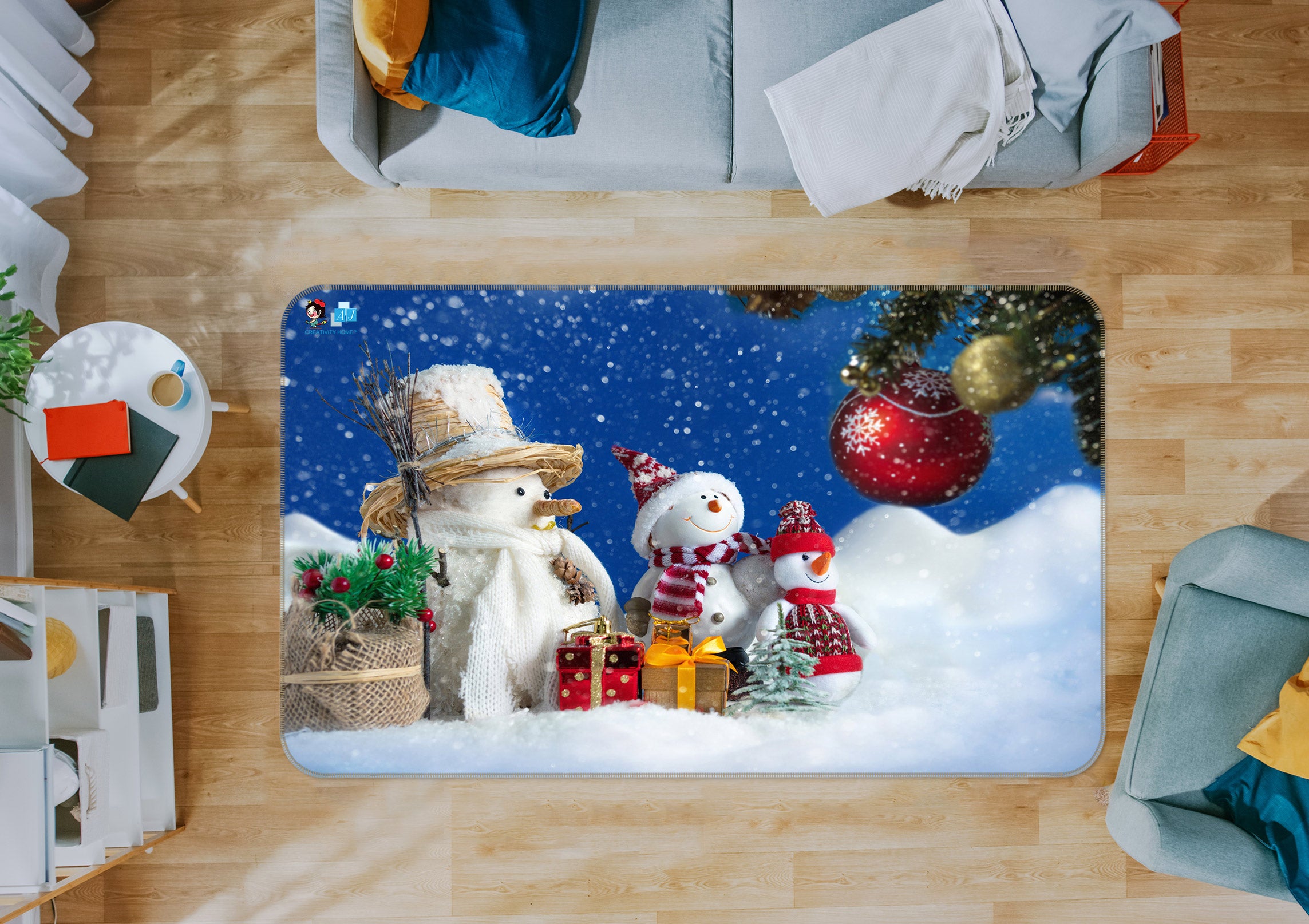 3D Snowman 55021 Christmas Non Slip Rug Mat Xmas