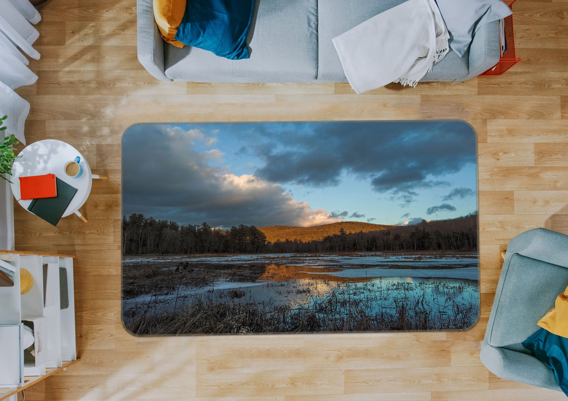 3D Winter Marsh 1031 Jerry LoFaro Rug Non Slip Rug Mat