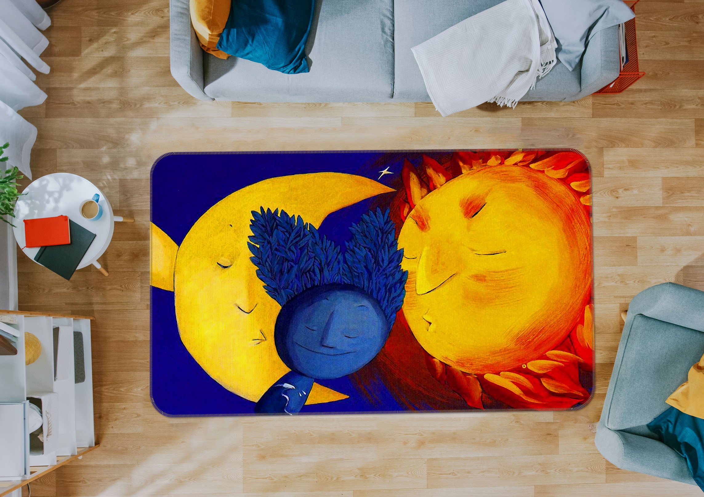 3D Sun Moon 33178 Non Slip Rug Mat