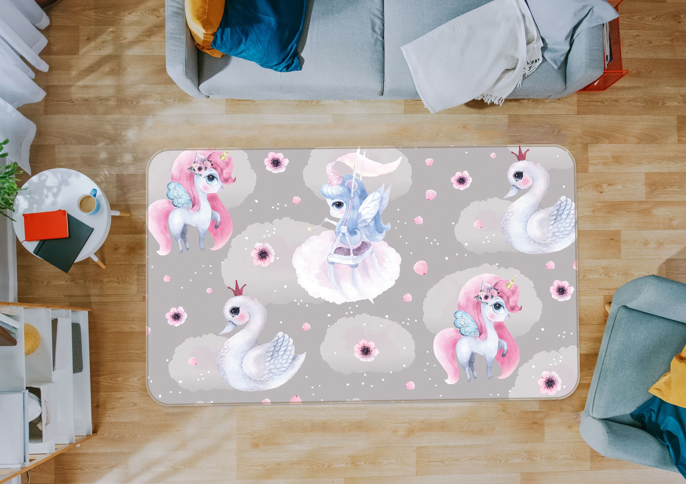 3D Swan Unicorn 77188 Non Slip Rug Mat