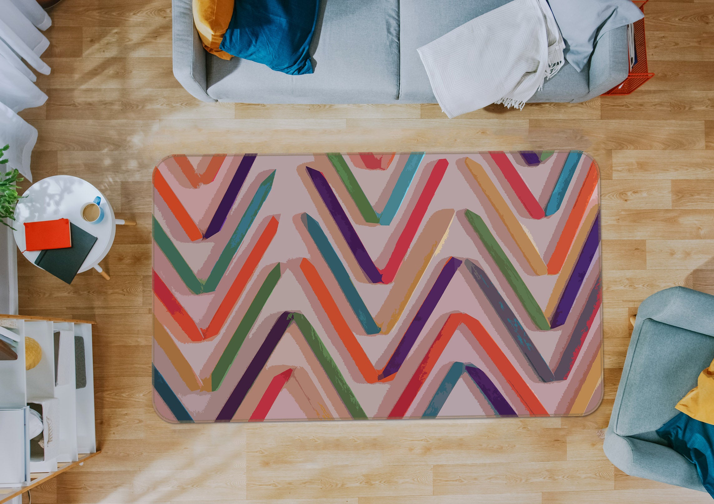 3D Wavy Lines 70059 Shandra Smith Rug Non Slip Rug Mat