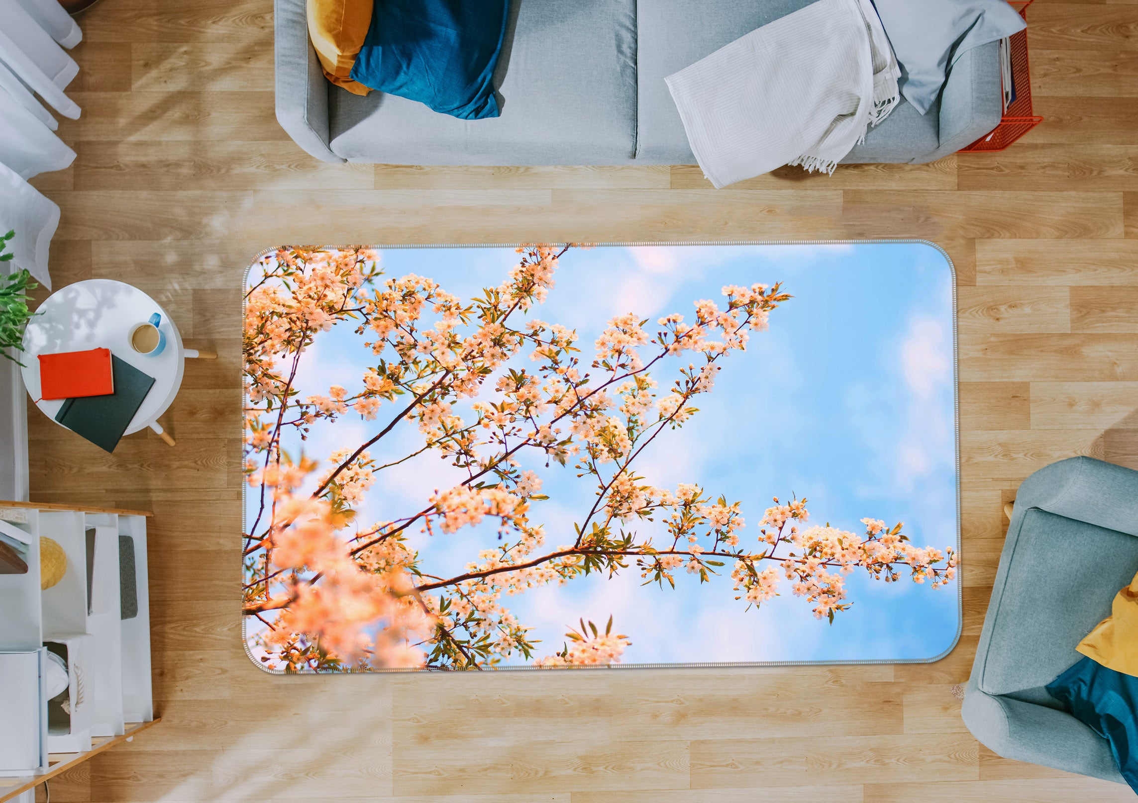 3D Flower Branch 27138 Non Slip Rug Mat