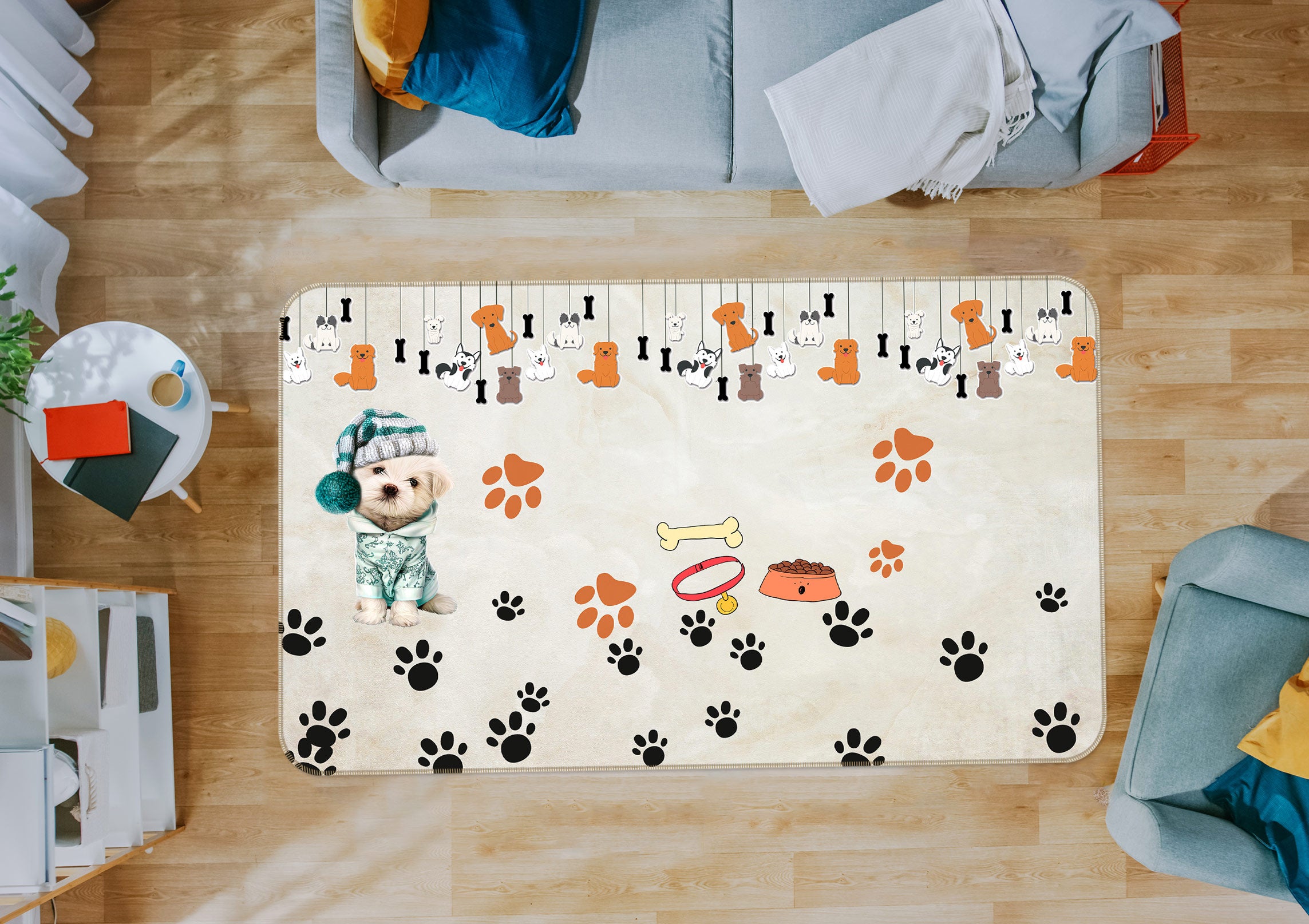 3D Dog Footprints 77064 Non Slip Rug Mat