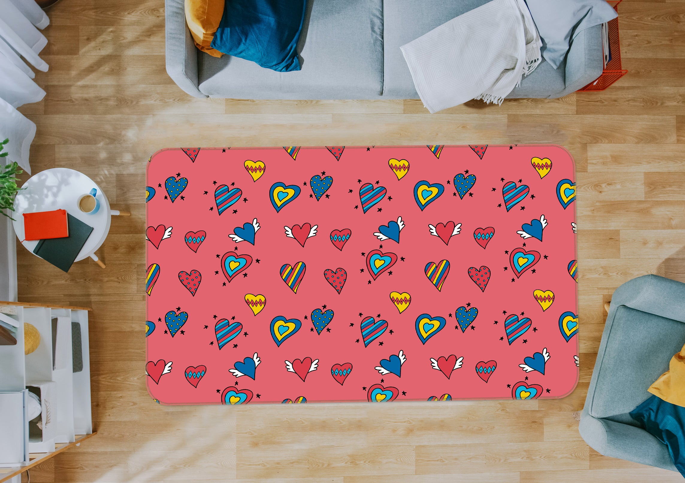 3D Heart Pattern 30093 Non Slip Rug Mat