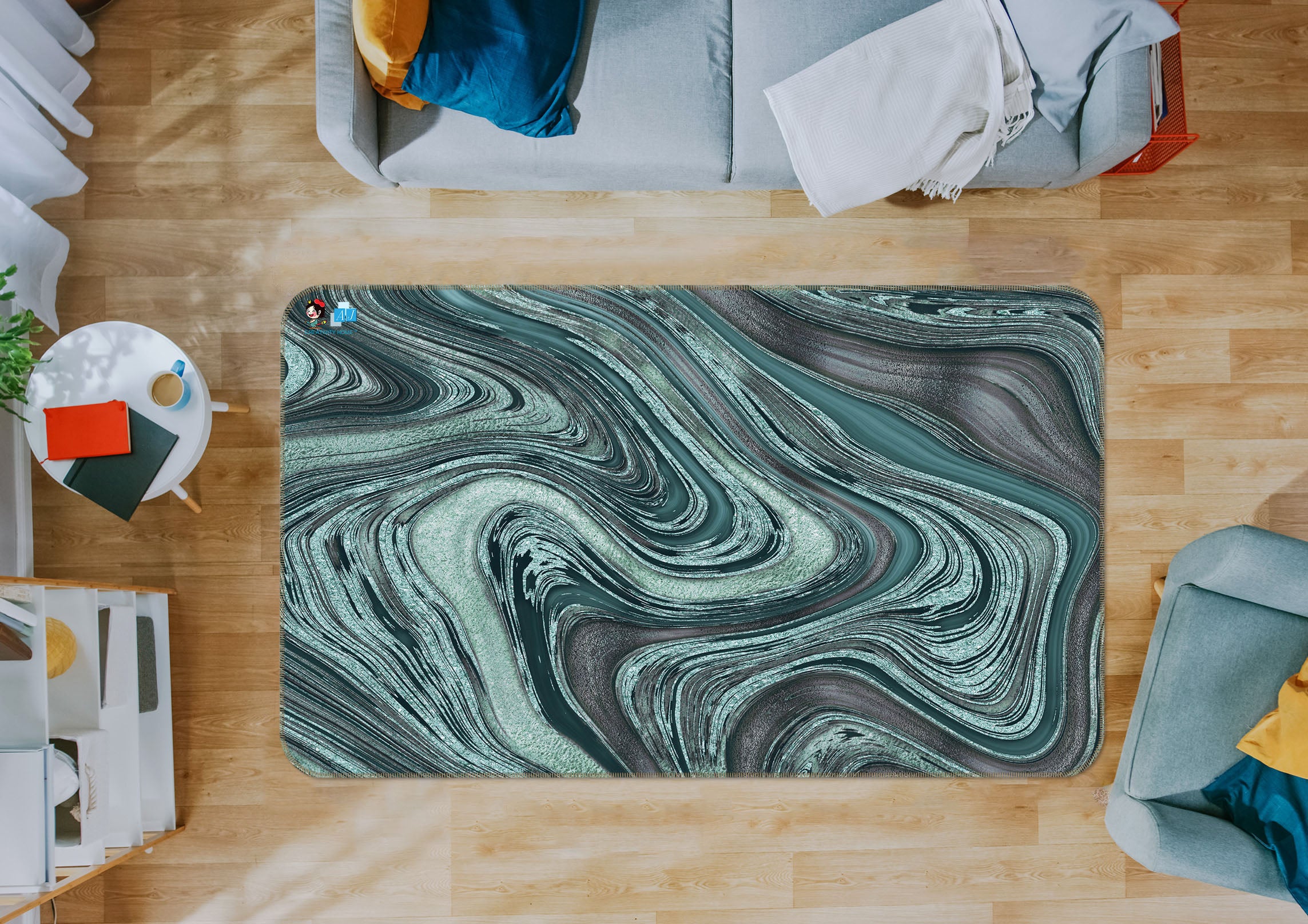 3D Green Pattern Texture 83031 Andrea haase Rug Non Slip Rug Mat