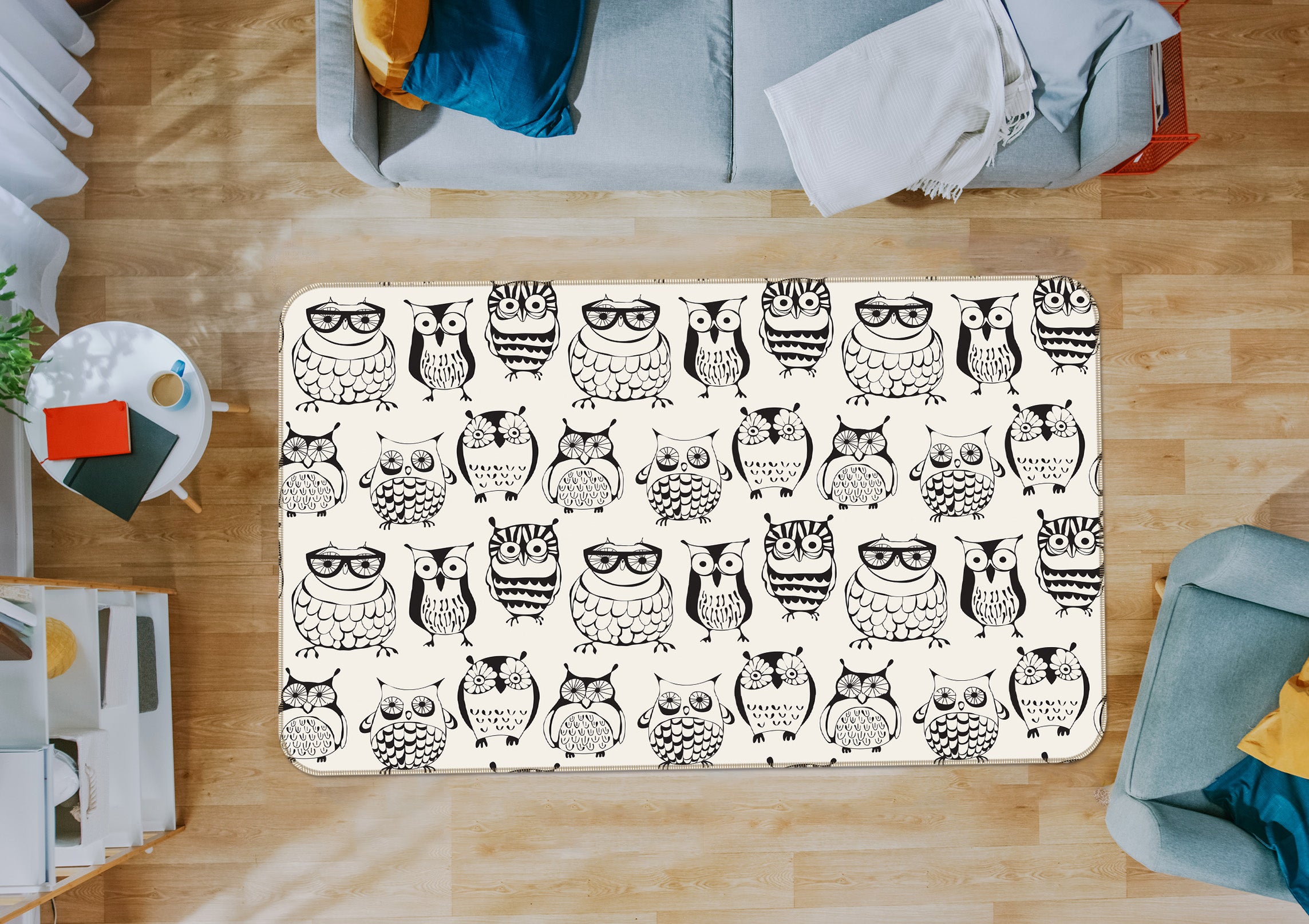 3D Owl Pattern 35052 Non Slip Rug Mat